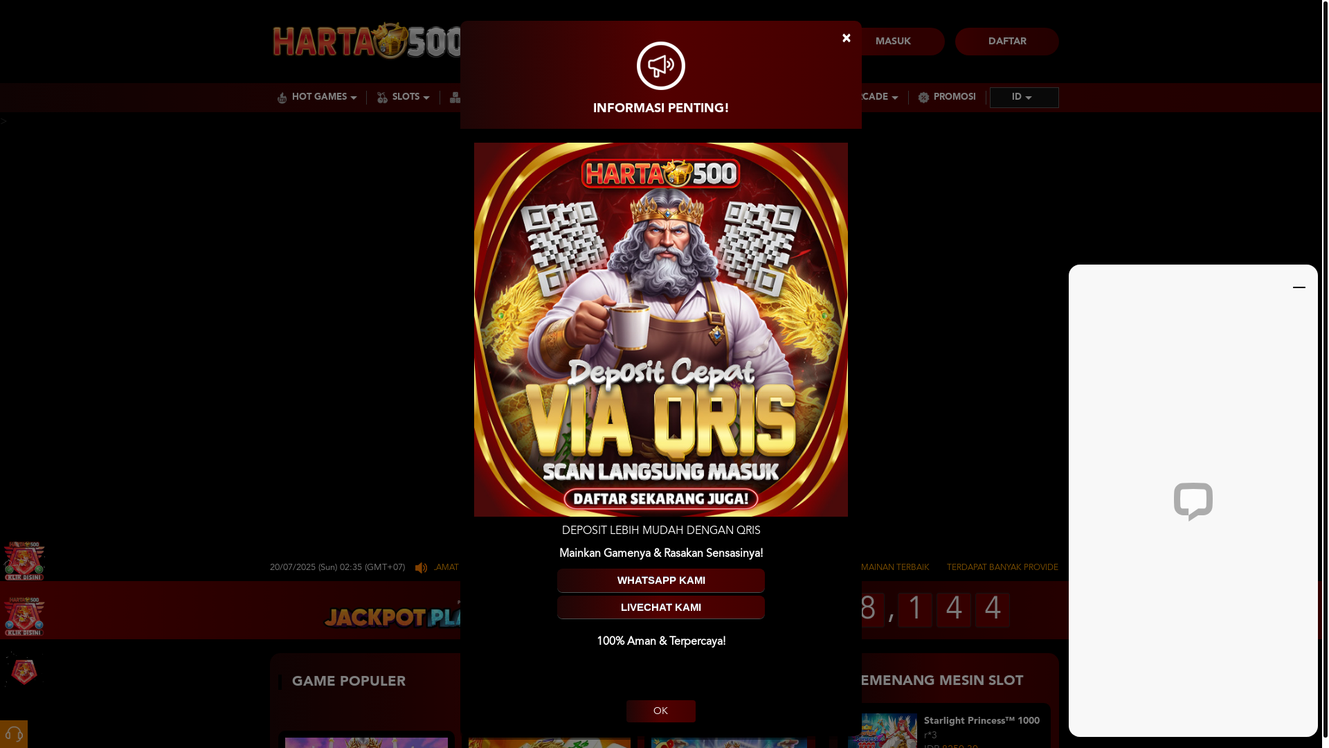 website screenshot of https://hartauburubur.live/