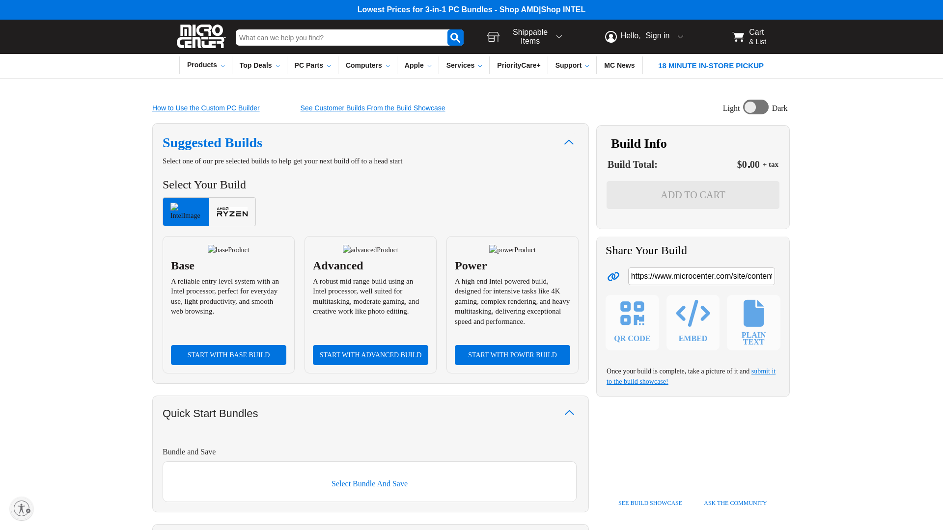 website screenshot of https://www.microcenter.com/site/content/custom-pc-builder.aspx?k=1776561737888