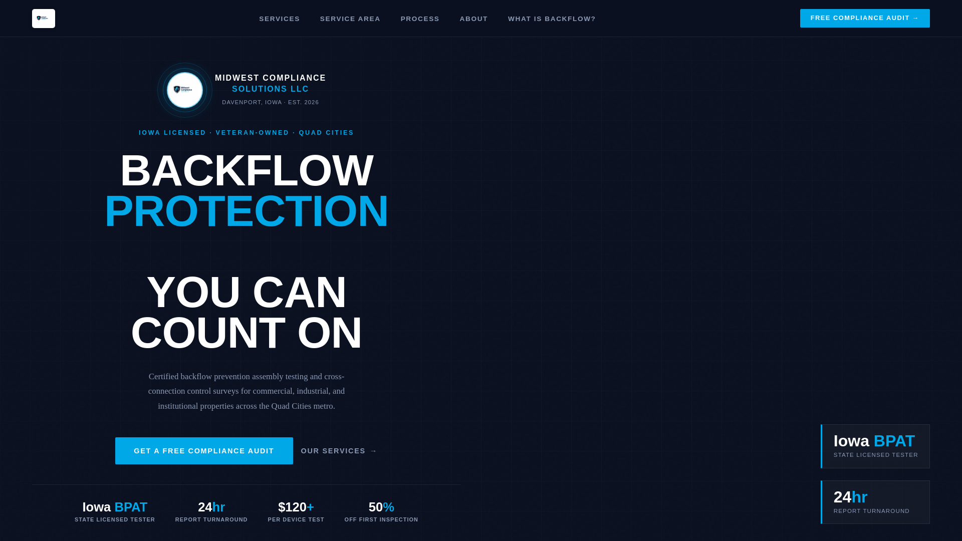 website screenshot of https://mcsbackflowccc.com/