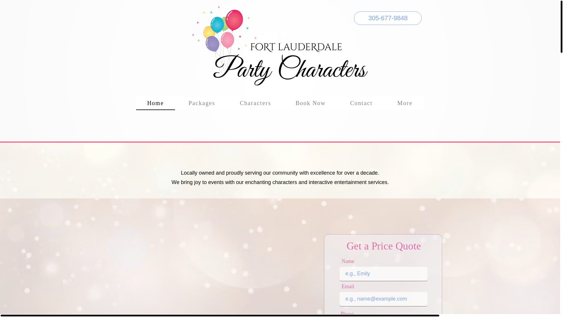 website screenshot of https://magicalmomentsmiamipartycharacters.com/
