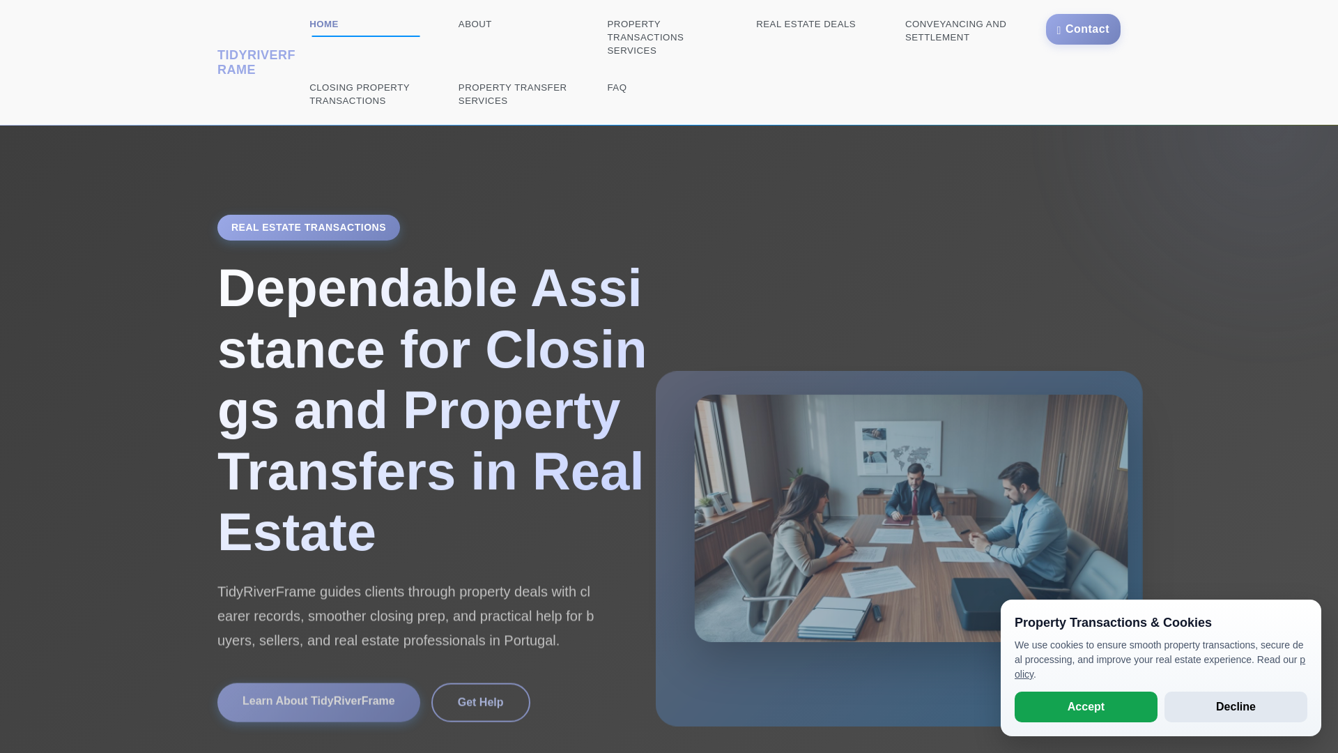 website screenshot of https://tidyriverframe.pro/