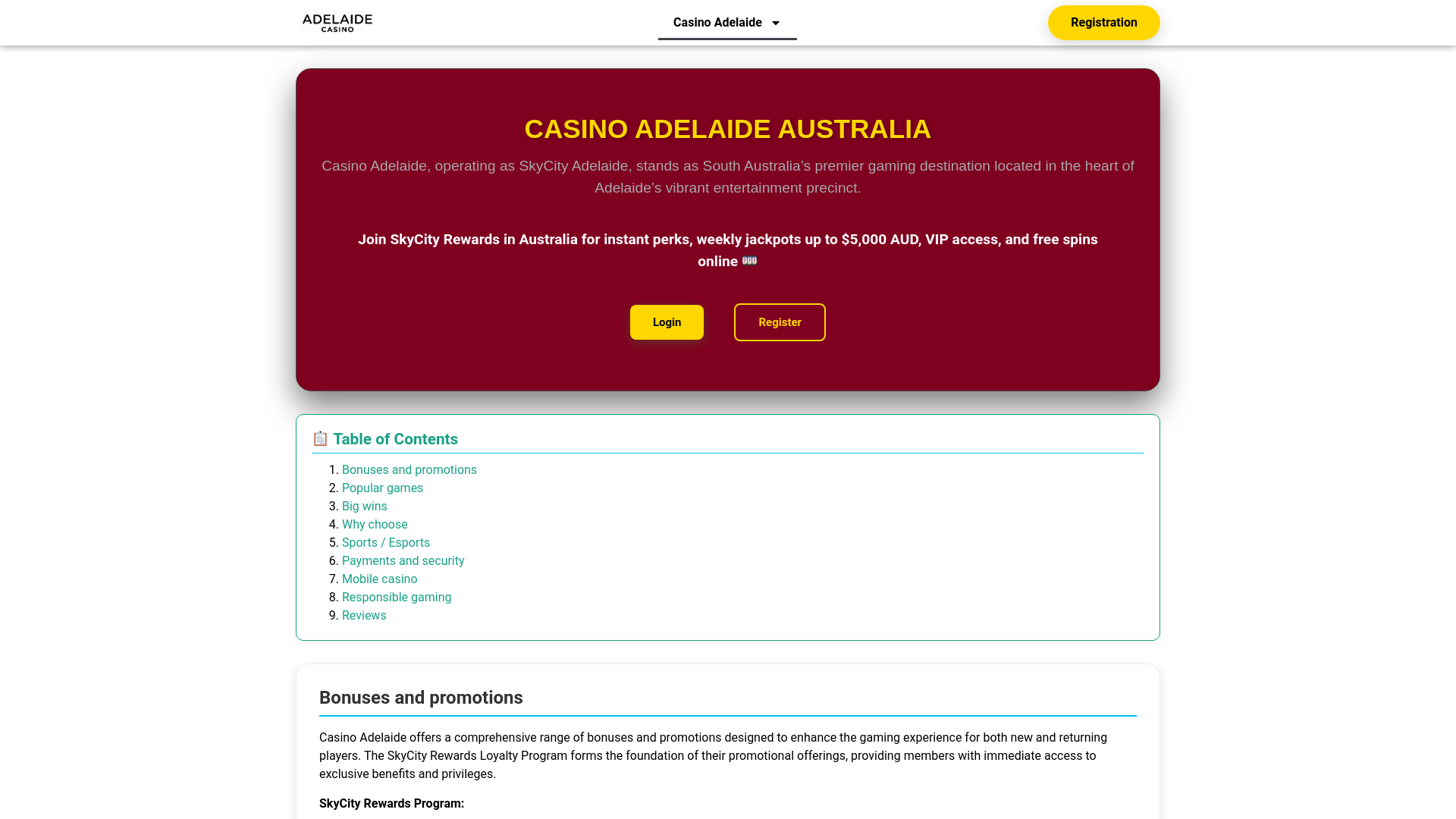 website screenshot of https://casinoadelaideau.com/
