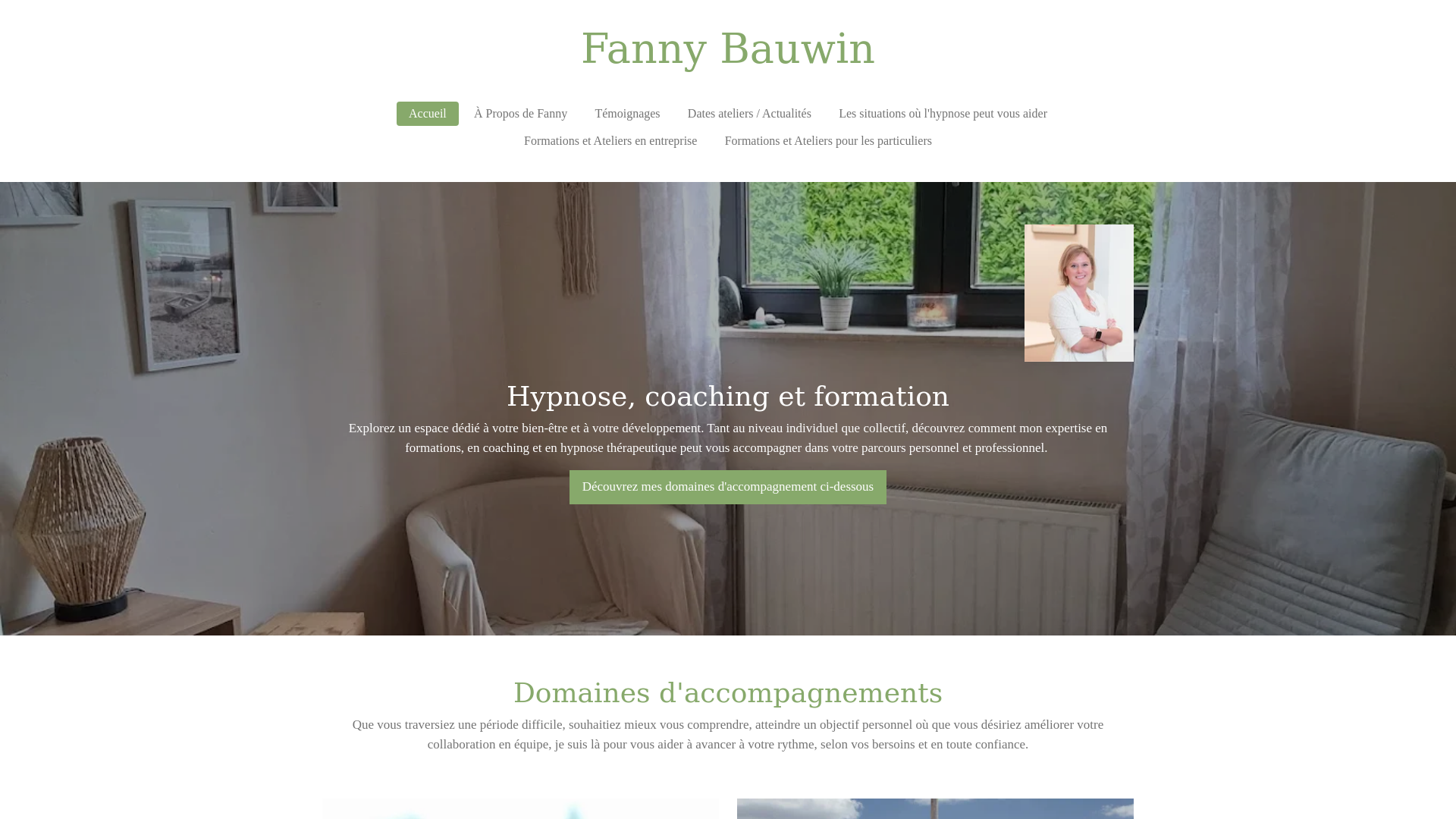 website screenshot of https://fanny-bauwin-hypnose-coaching-et-formation.be/