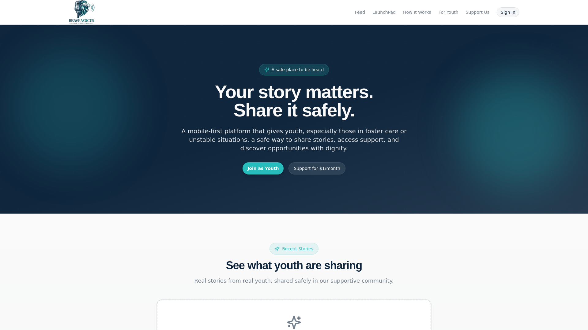 website screenshot of https://bravevoices.global/