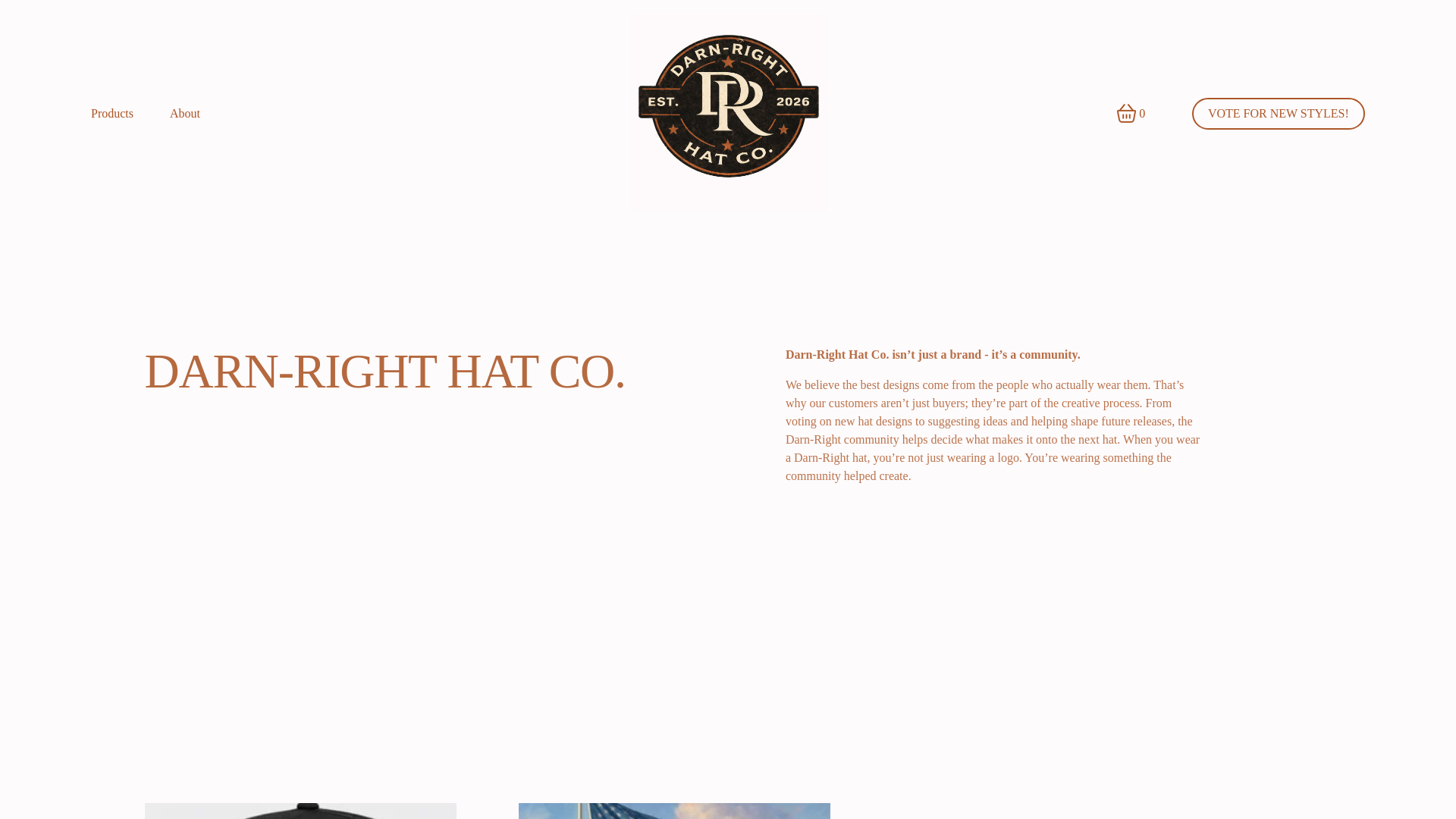 website screenshot of https://darnrighthatco.com