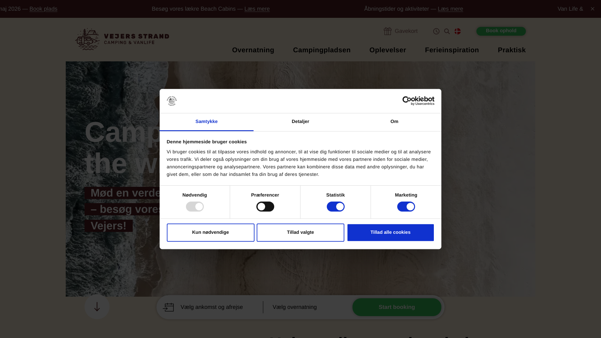 website screenshot of https://beach-camps.dk/