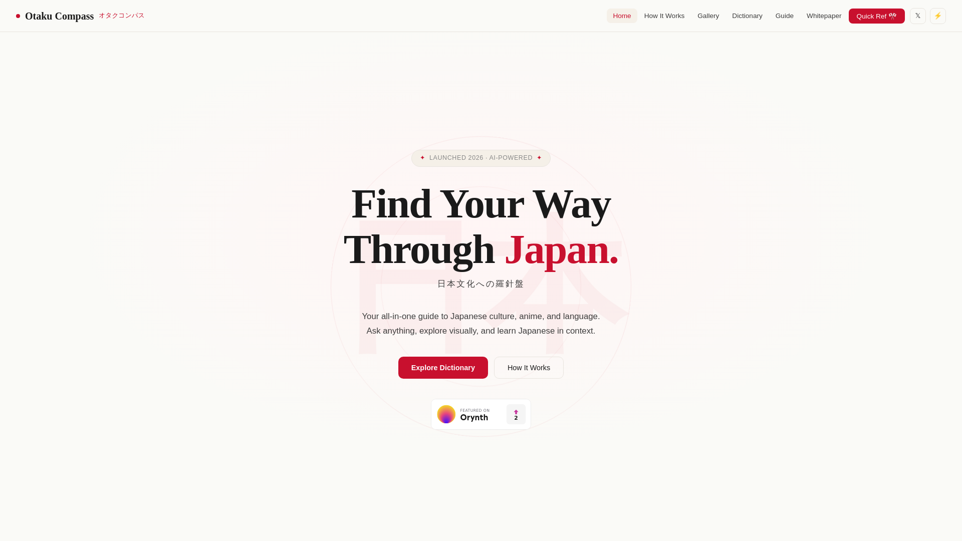 website screenshot of https://otakucompass.fun/