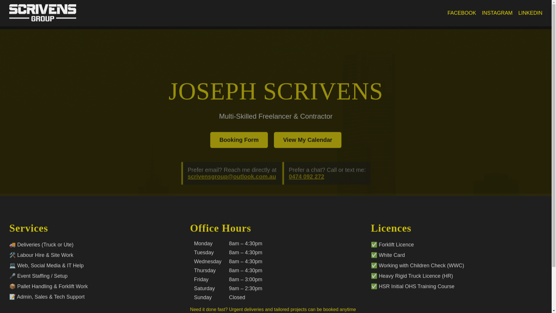 website screenshot of https://scrivenstransport.com.au/
