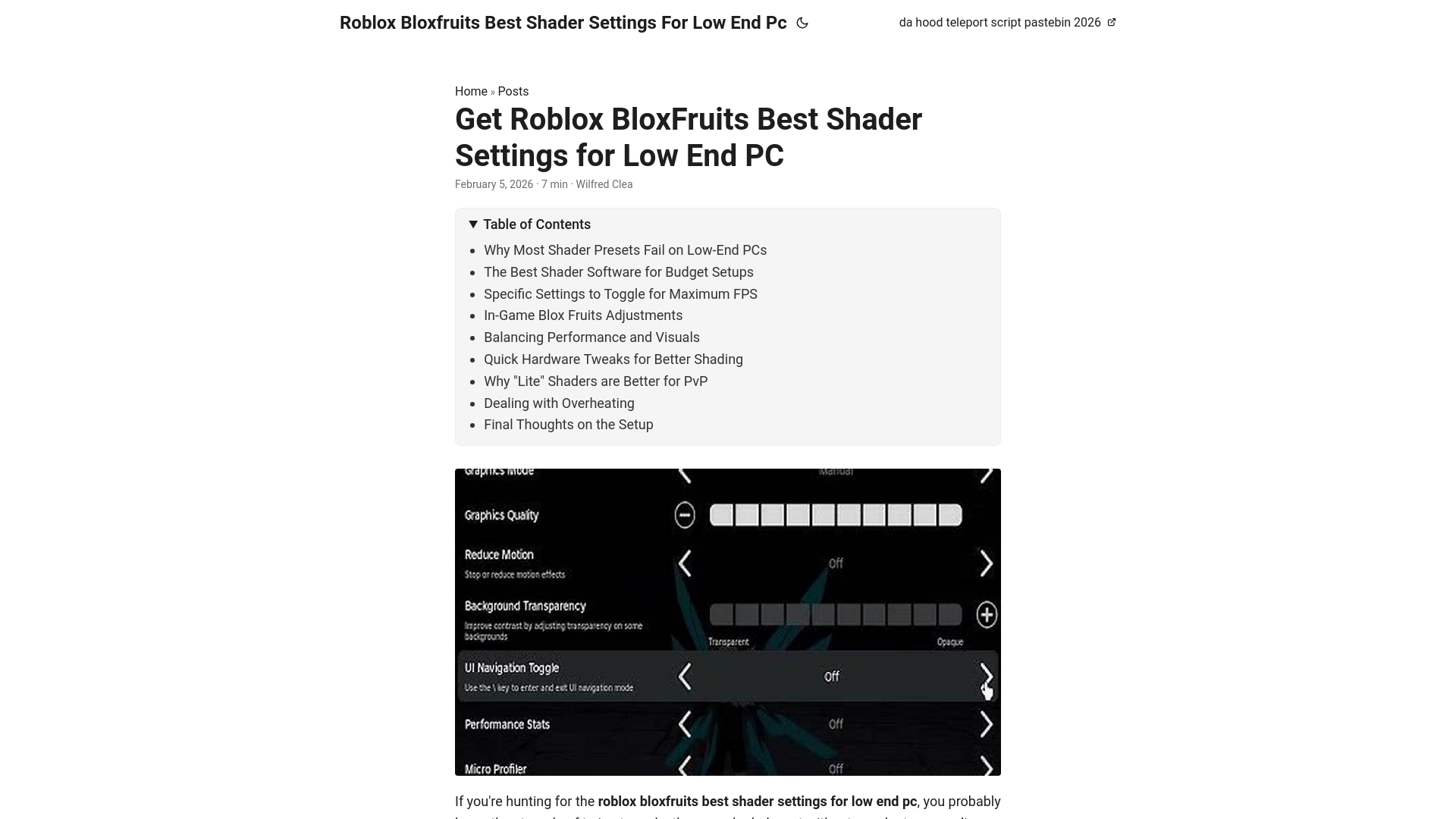 website screenshot of https://roblox-bloxfruits-best-shader-settings-for-low-end-pc.pages.dev/