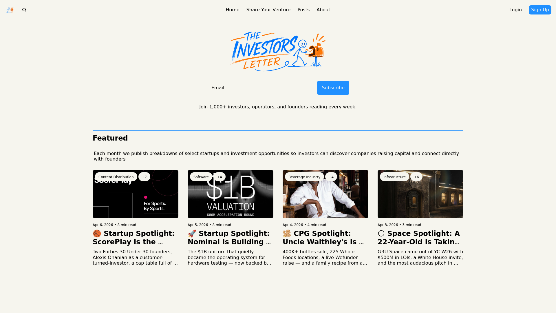 website screenshot of https://theinvestorsletter.com