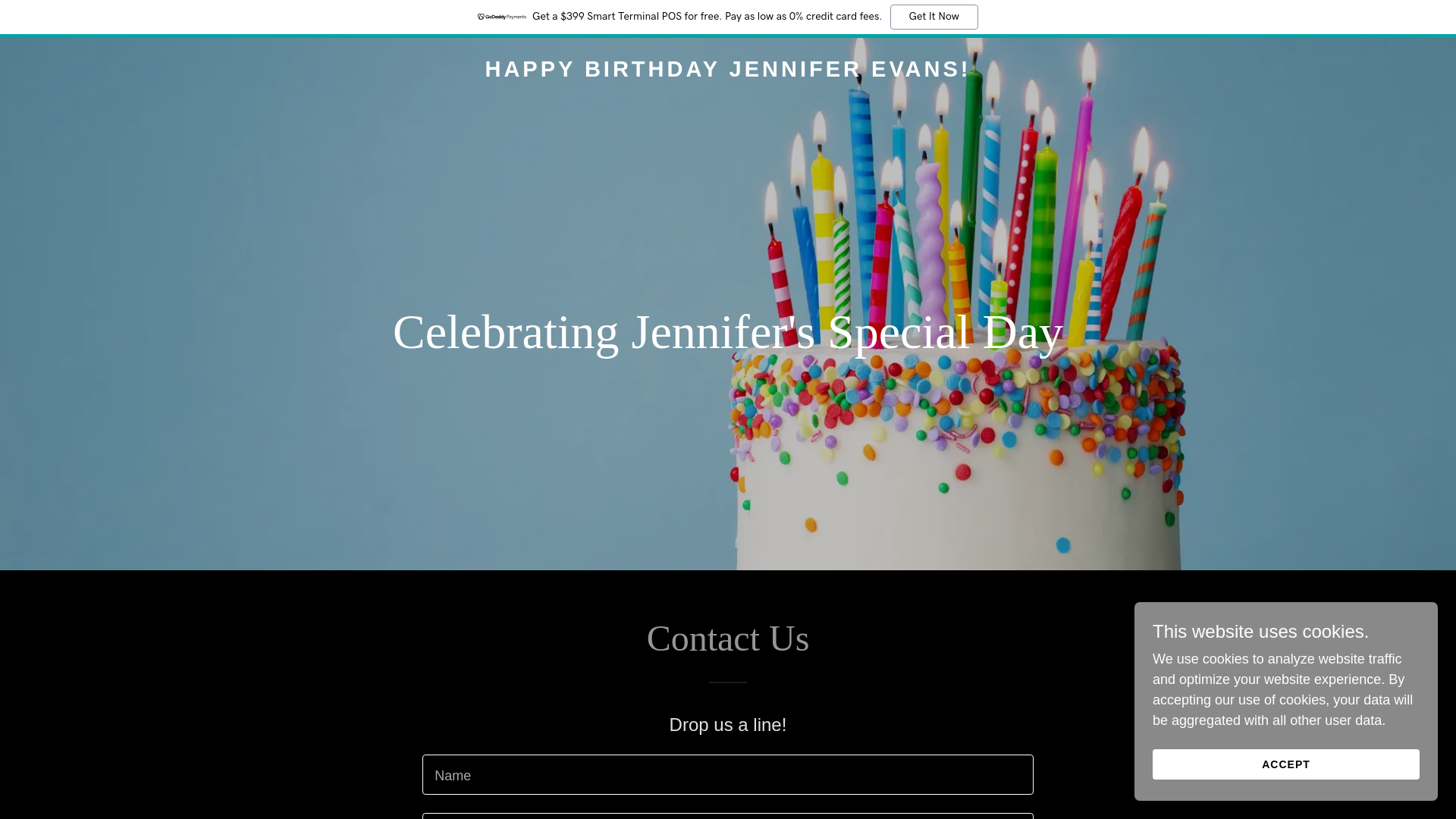 website screenshot of https://happybirthdayjenniferevansbestmombestwifeever.com/