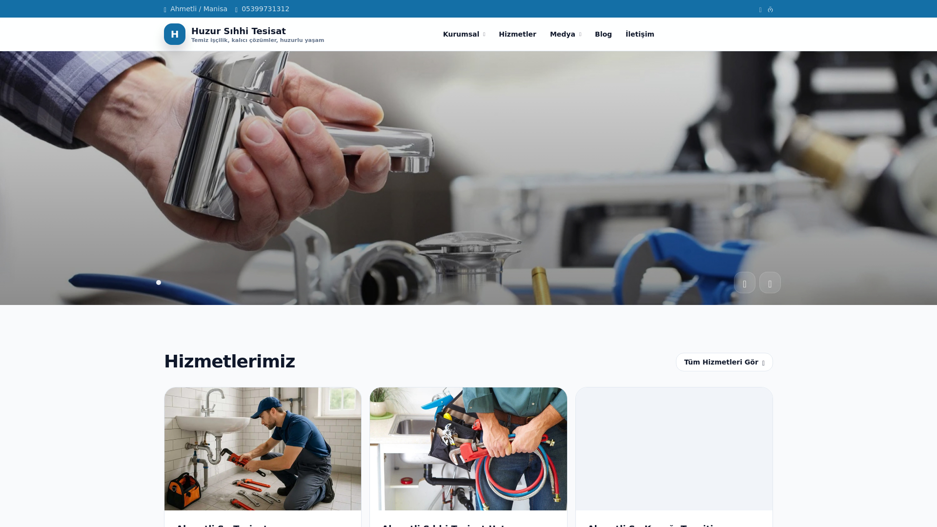 website screenshot of https://ahmetlisutesisatustasi.com.tr