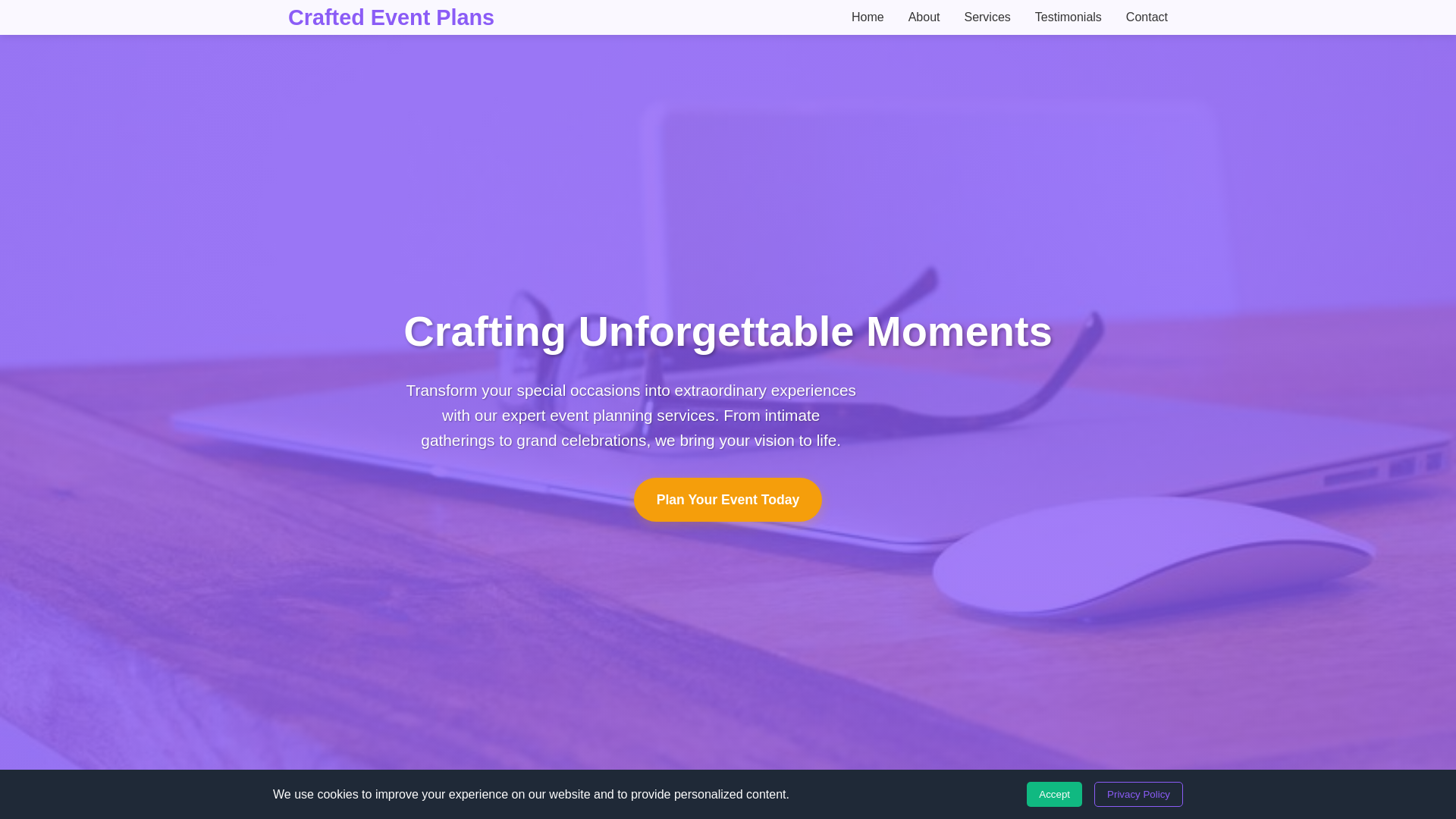 website screenshot of https://craftedeventplans.xyz/