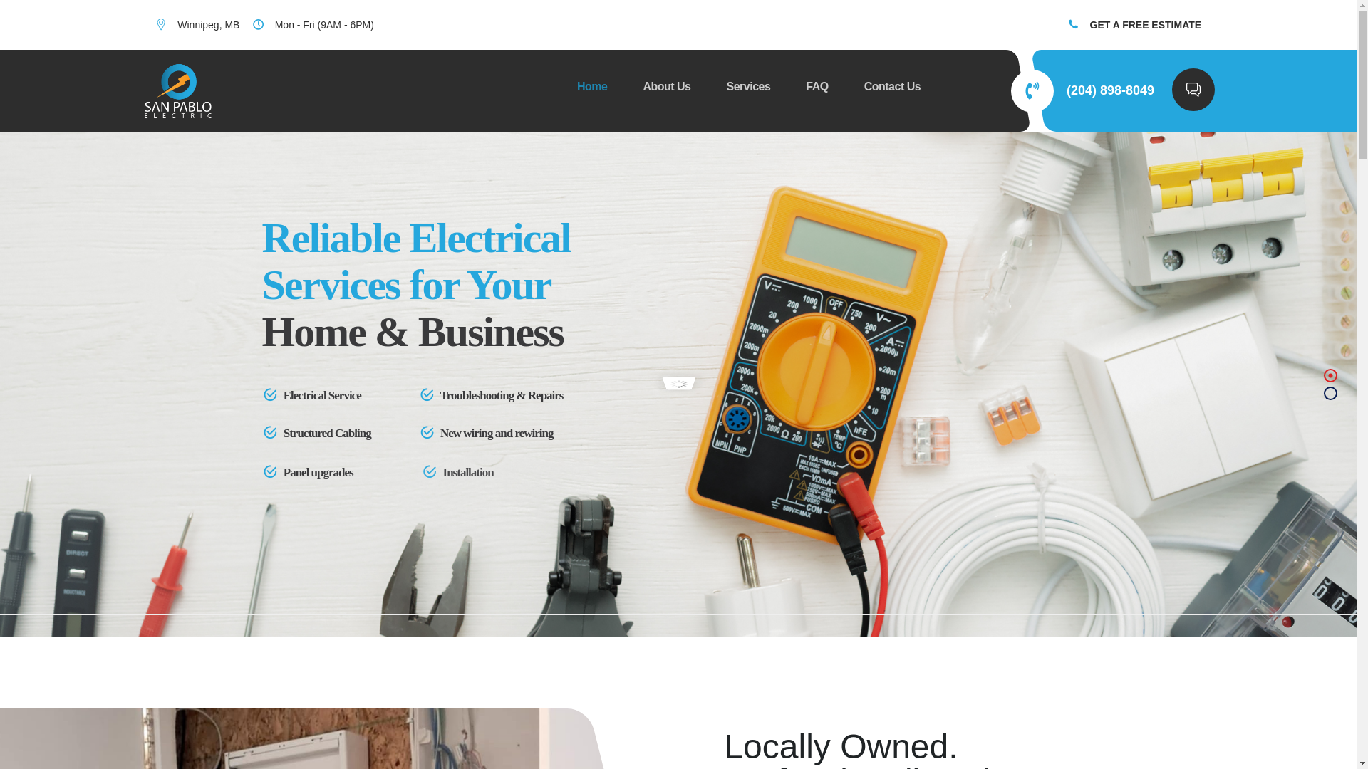 website screenshot of https://sanpabloelectric.ca/