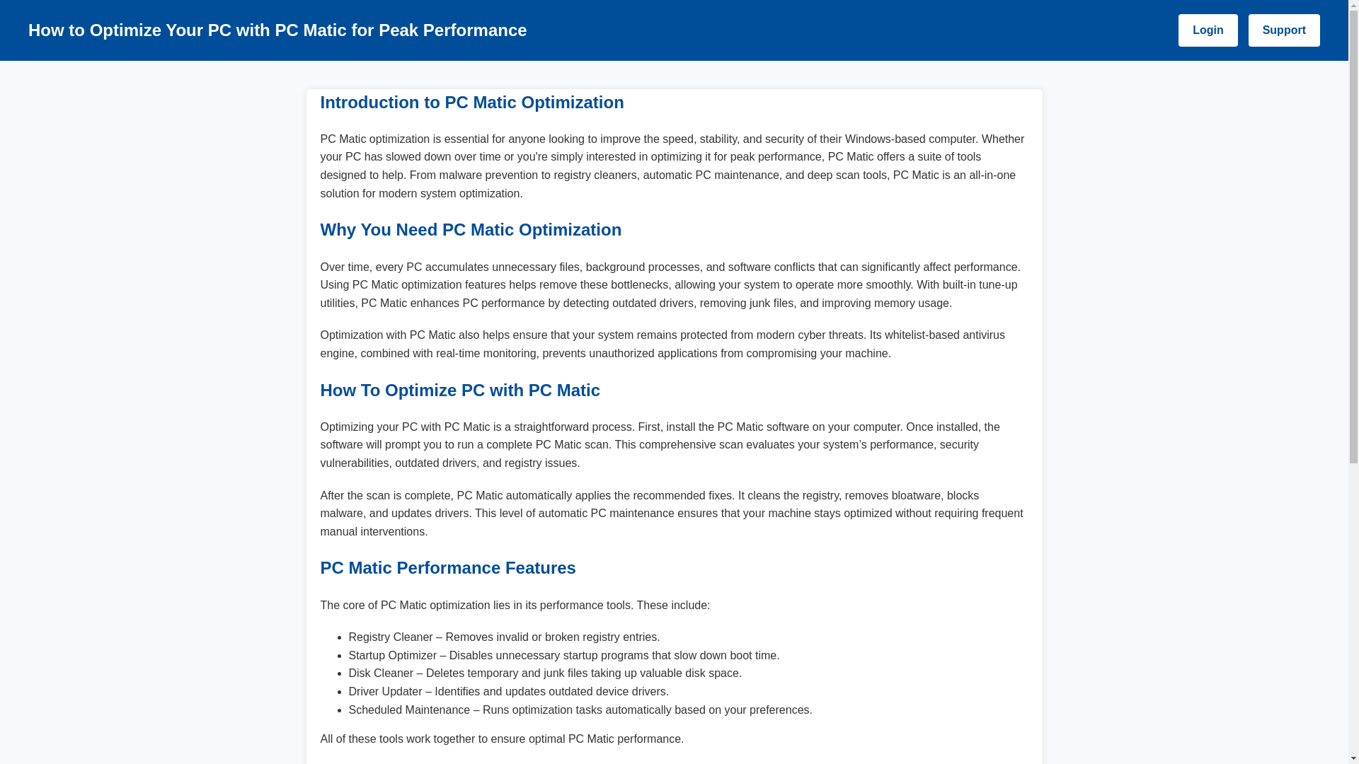 website screenshot of https://pcmaticoptimization.pages.dev/
