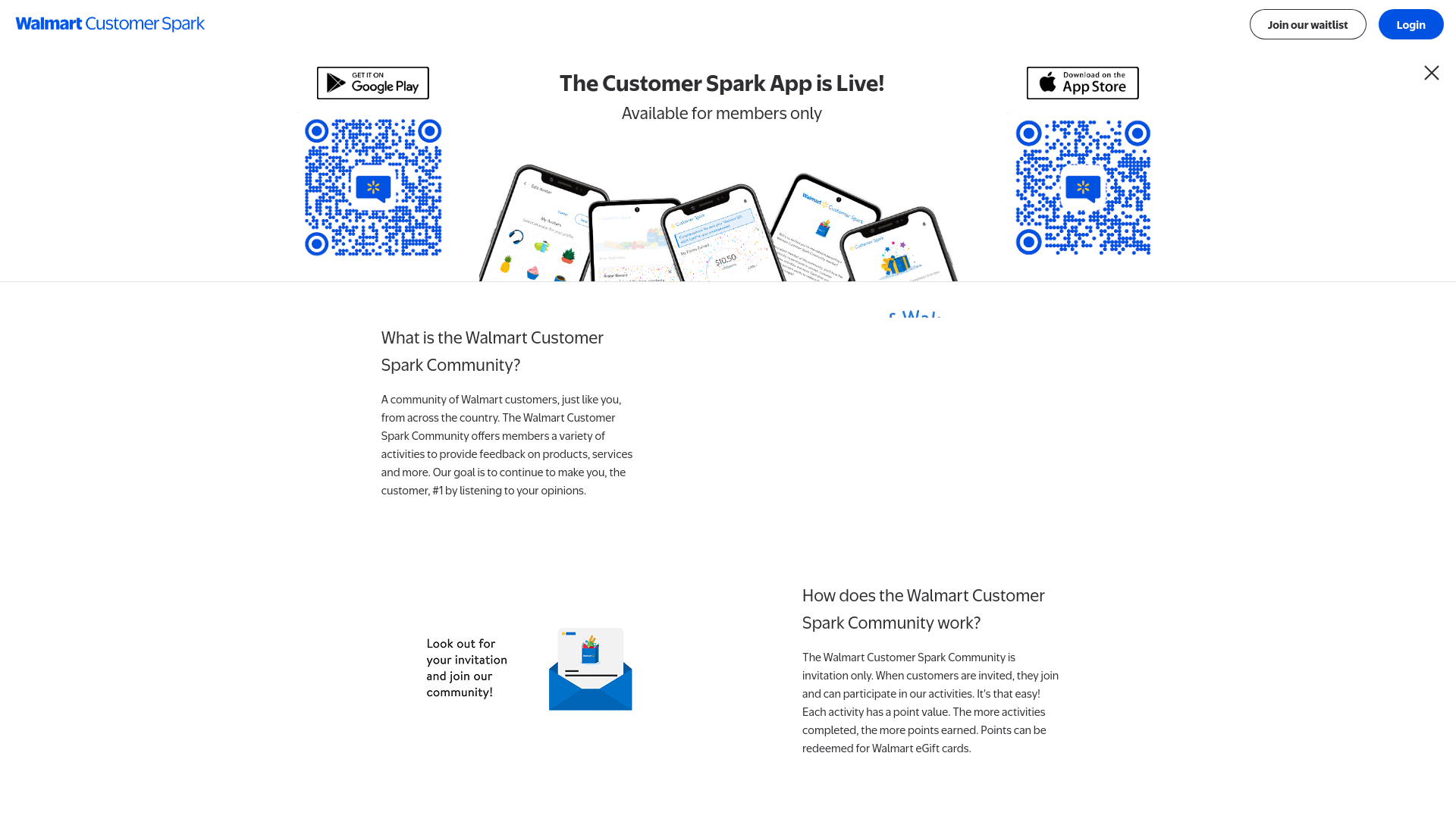 website screenshot of https://customersparkcommunity.walmart.com/