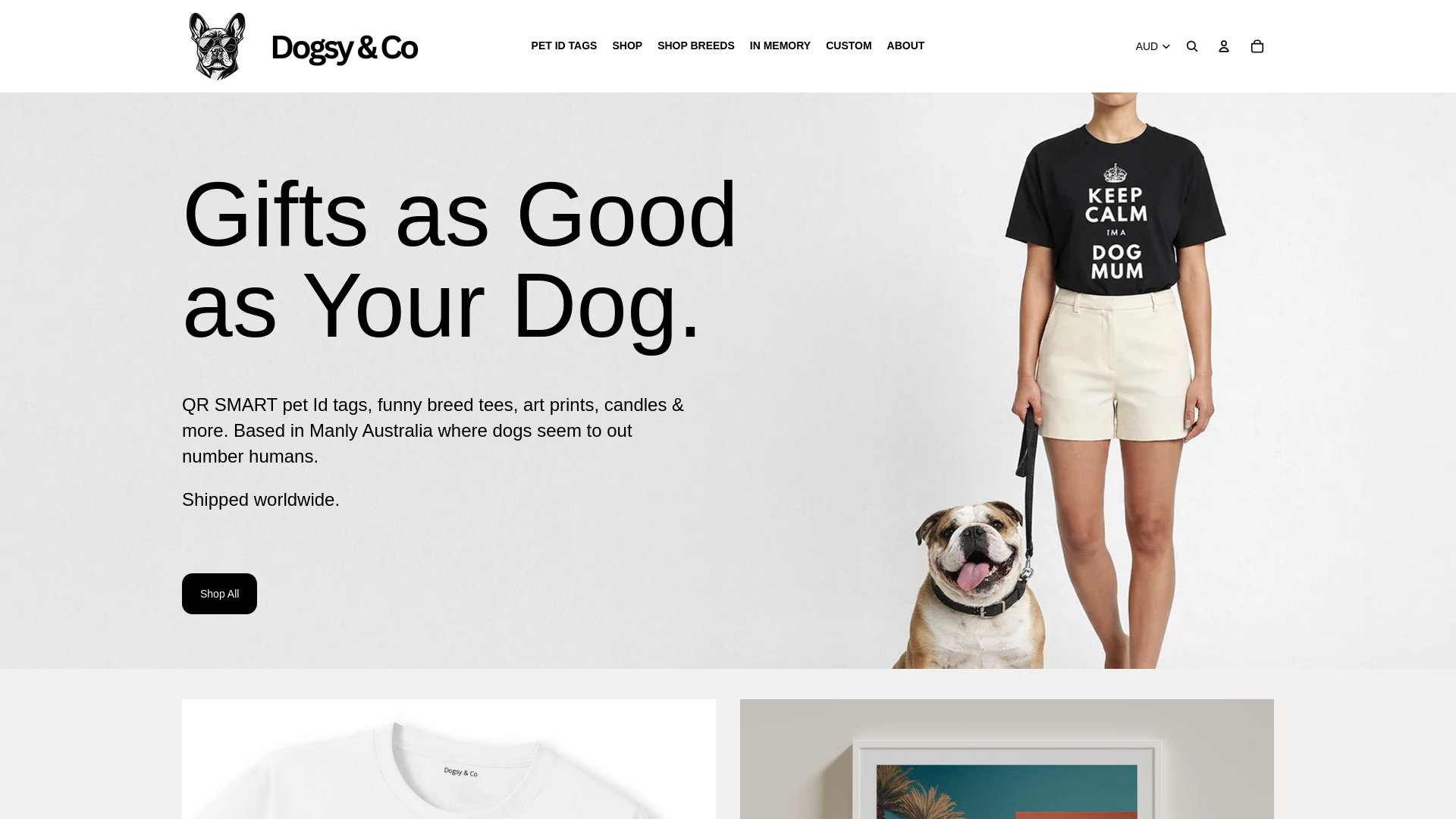 website screenshot of https://dogsyandco.com.au/