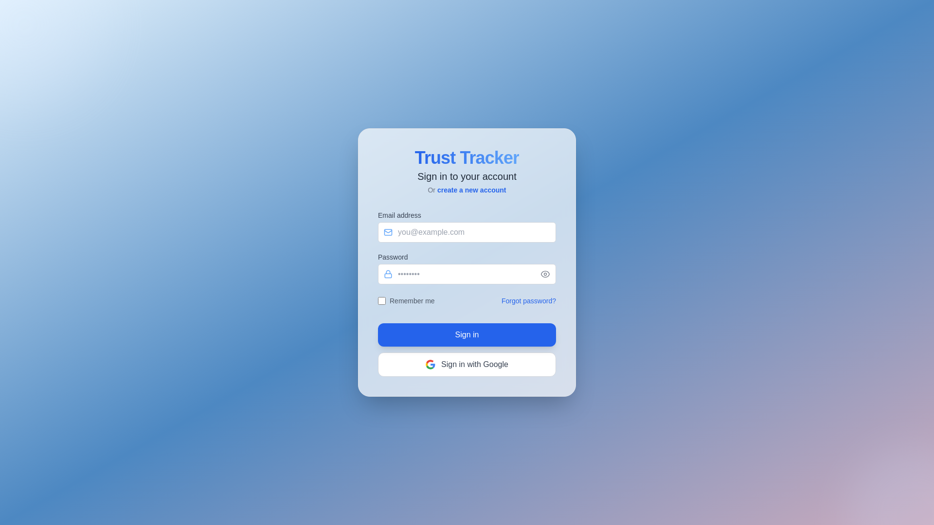 website screenshot of https://trusttracker.live/