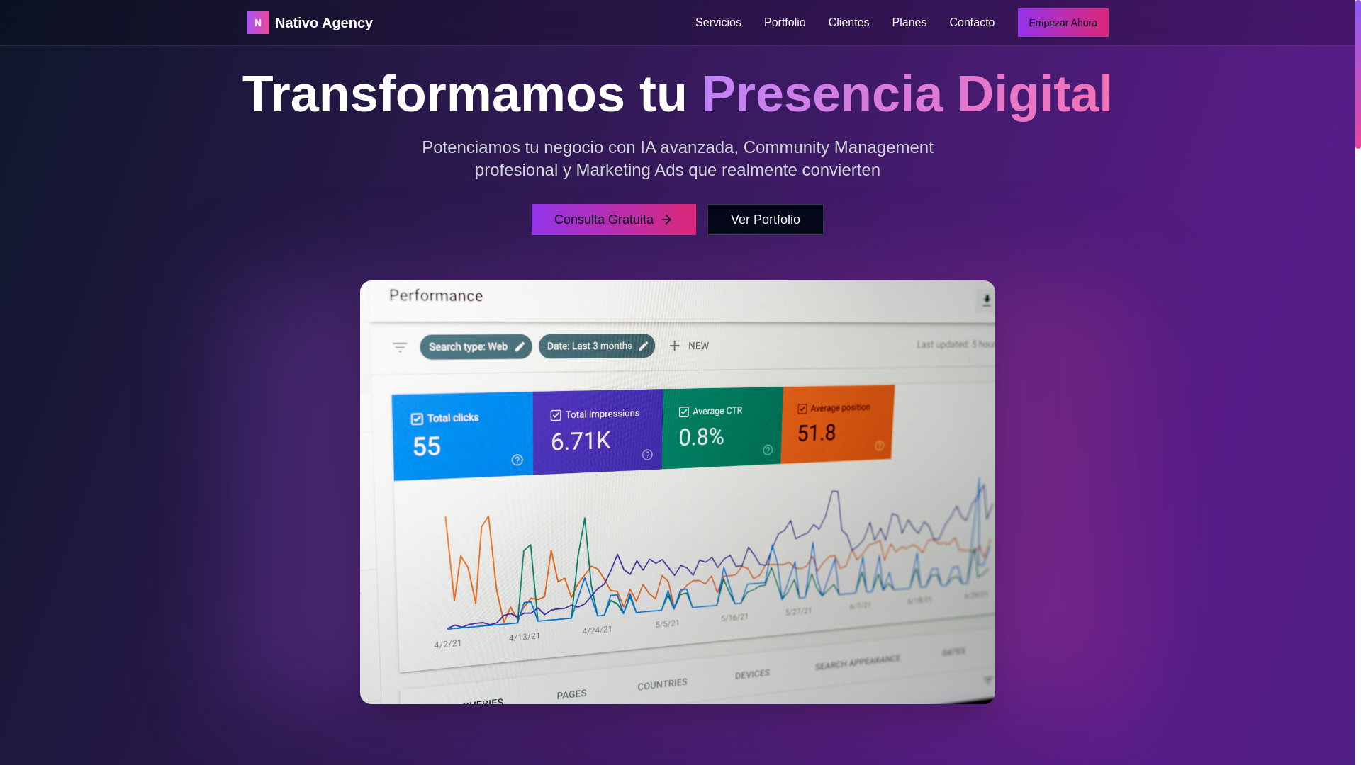 website screenshot of https://nativoagency.cl/