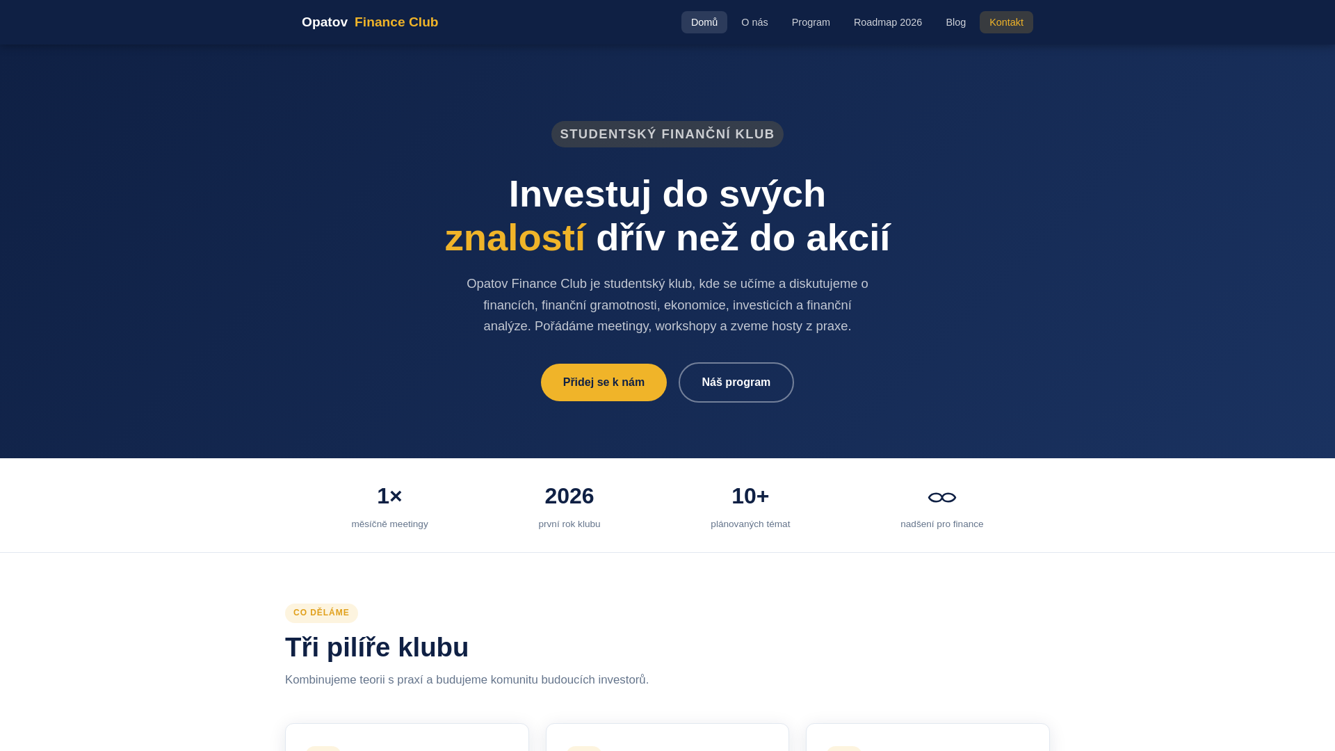 website screenshot of https://opatovfinance.cz/