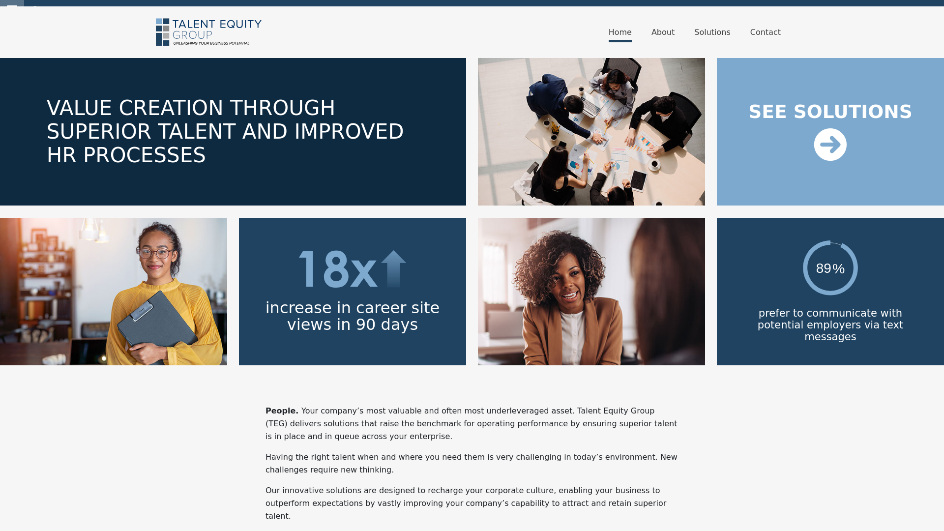 website screenshot of http://www.talentequitygroup.com/