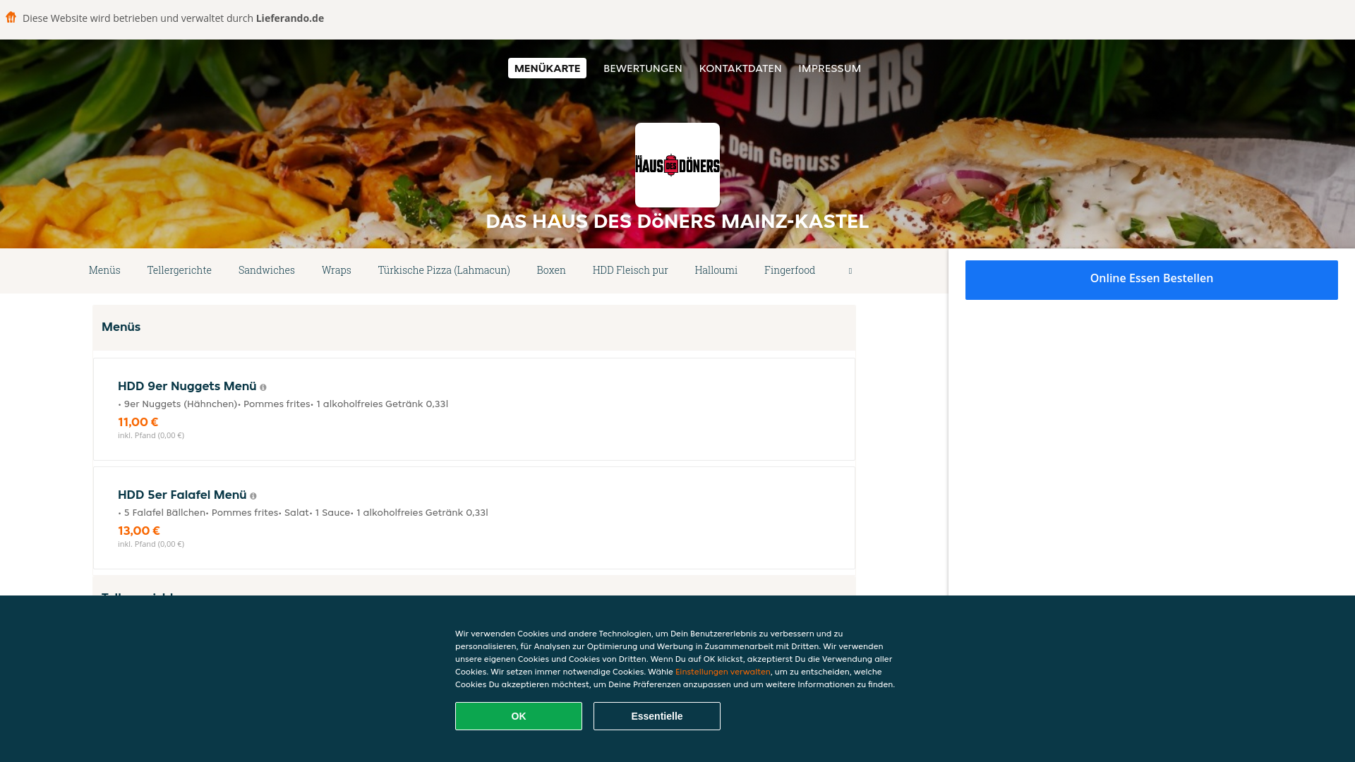 website screenshot of https://dashausdesdonersmainz-kastel.de/