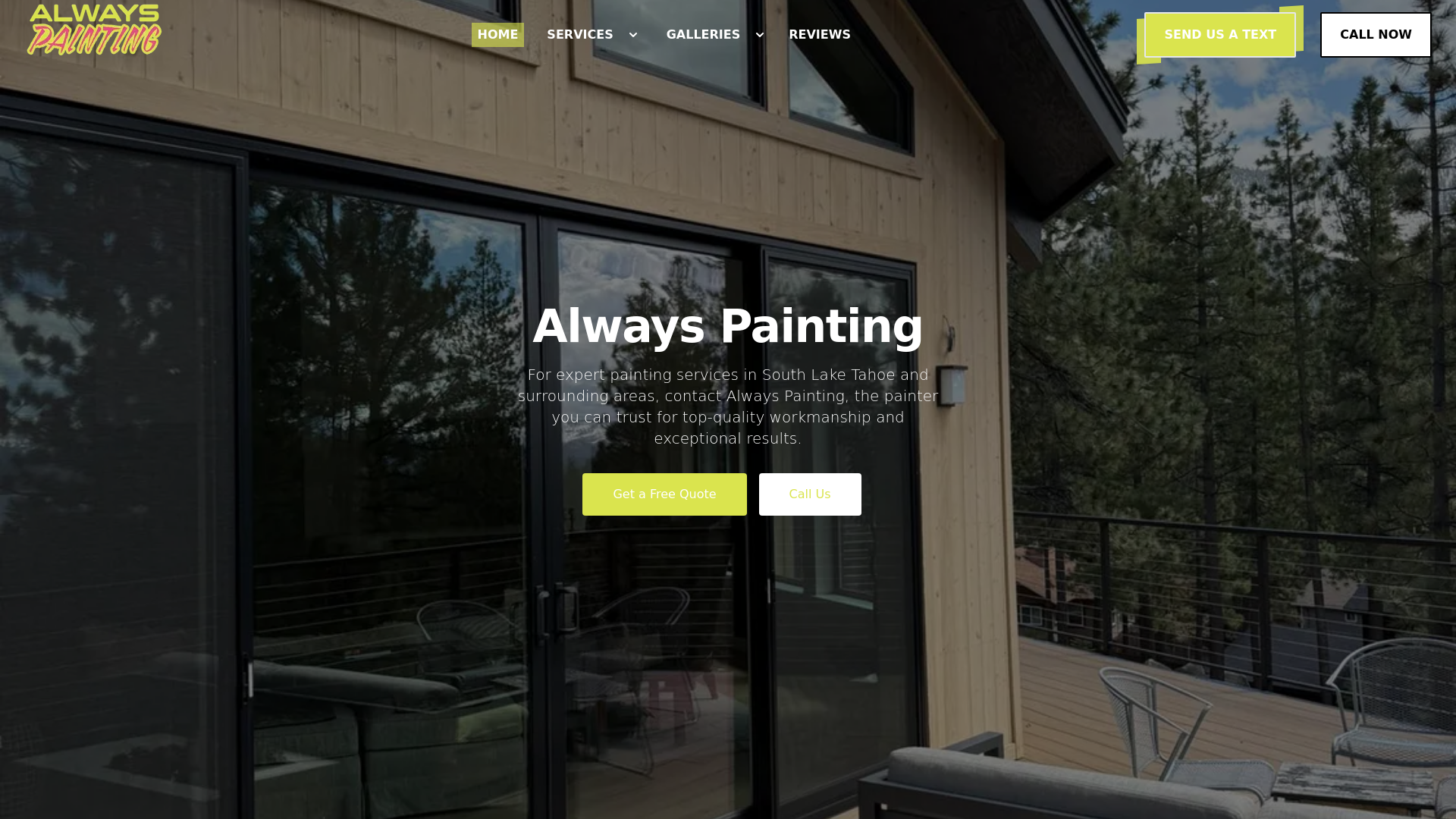 website screenshot of https://alwayspaintingtahoe.com/