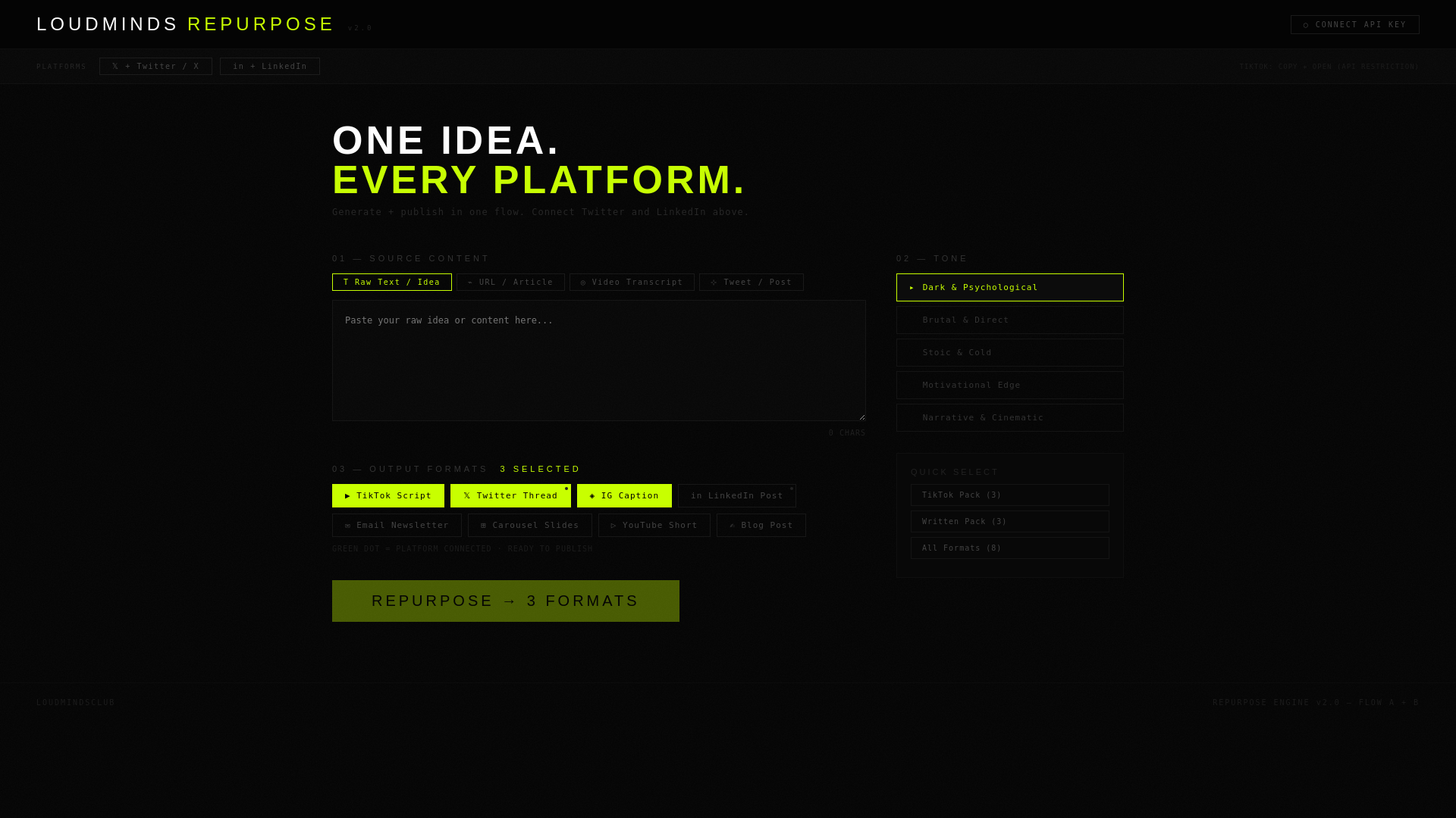 website screenshot of https://loudminds-repurpose.pages.dev/