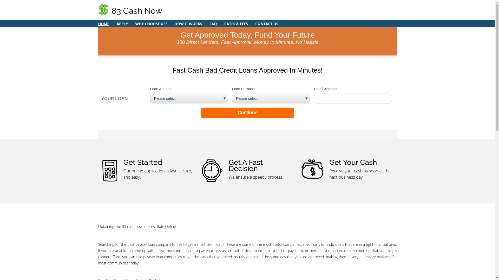 website screenshot of https://83cashnow.com/