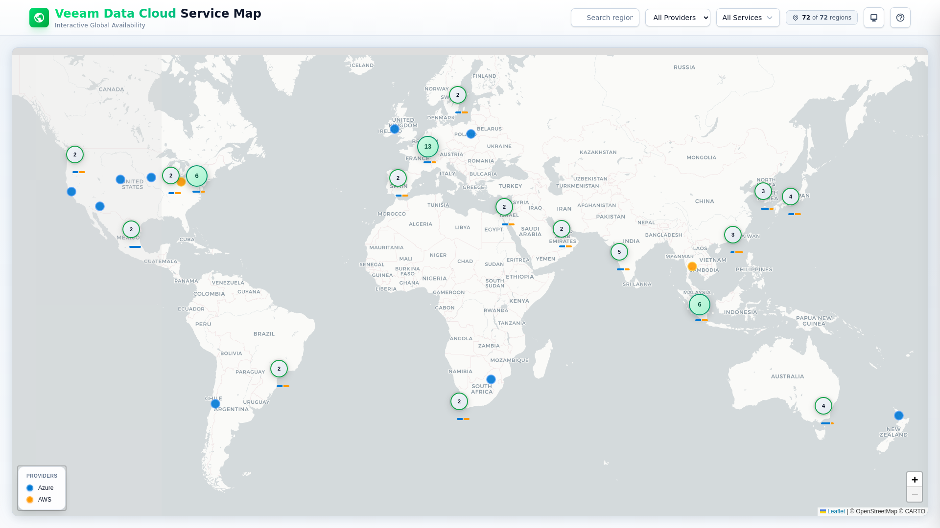 website screenshot of https://veeam-data-cloud-services-map.pages.dev/