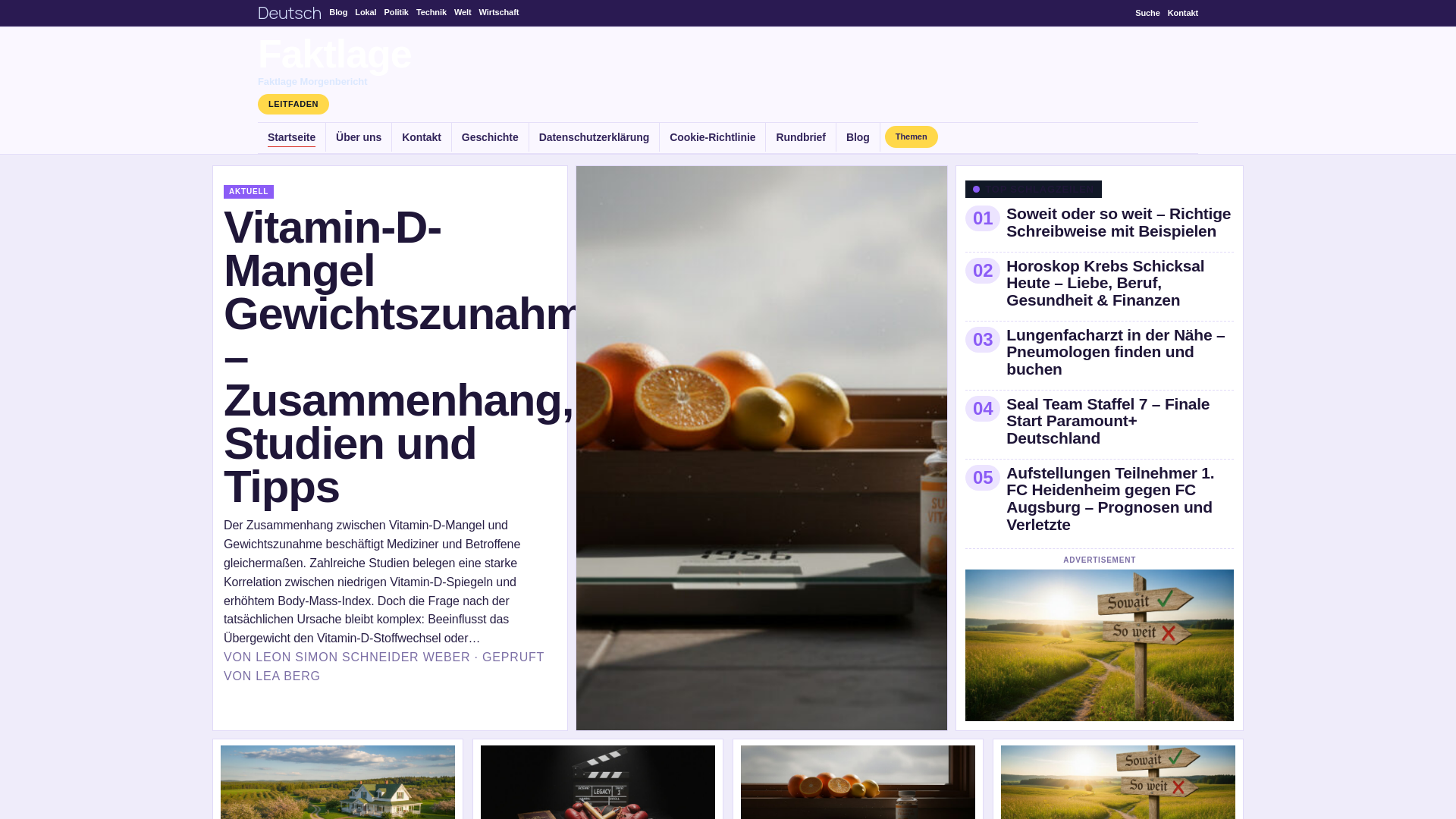 website screenshot of https://faktlage.de/
