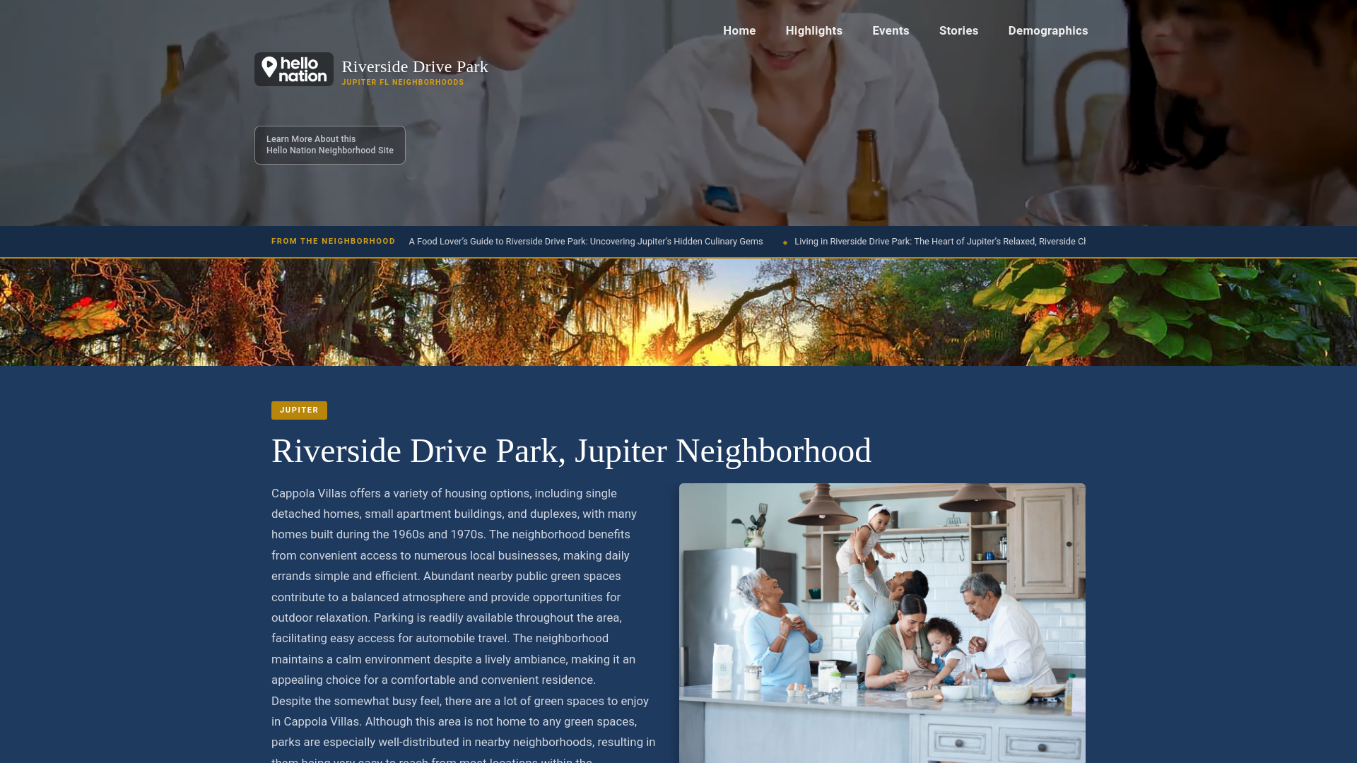 website screenshot of https://riversidedriveparkjupiterneighborhood.org/