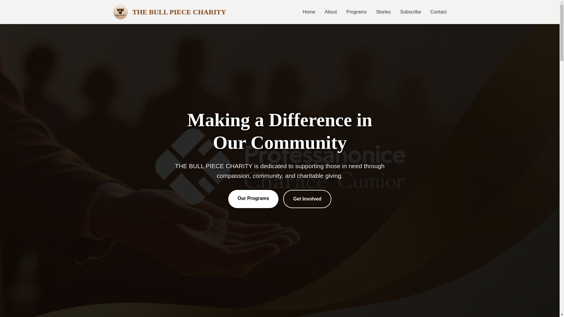 website screenshot of https://thebullpiececharity.org/