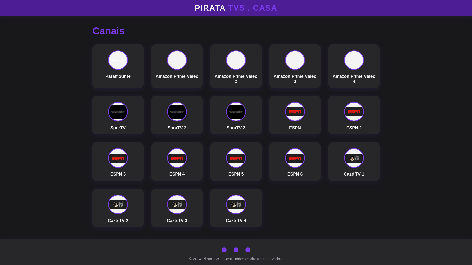 website screenshot of https://piratatvs.casa/