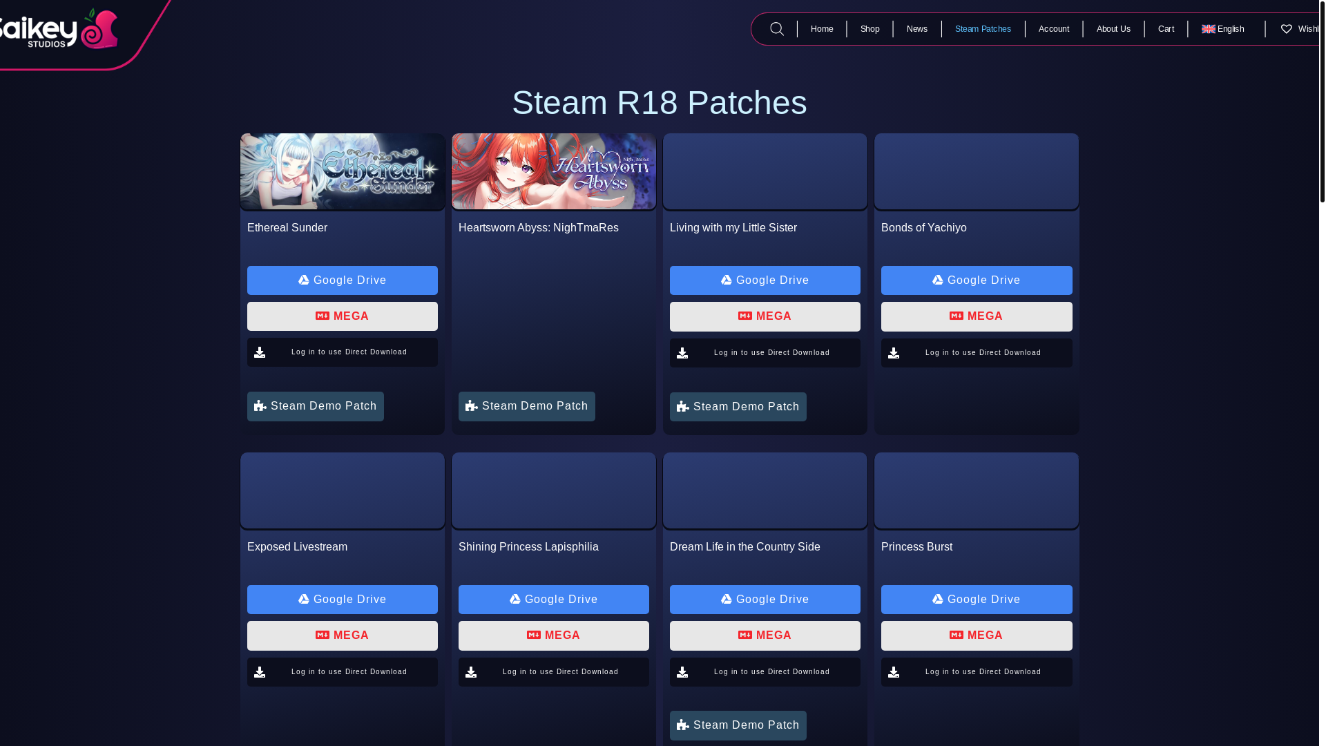 website screenshot of https://saikeystudios.com/steam-patches/