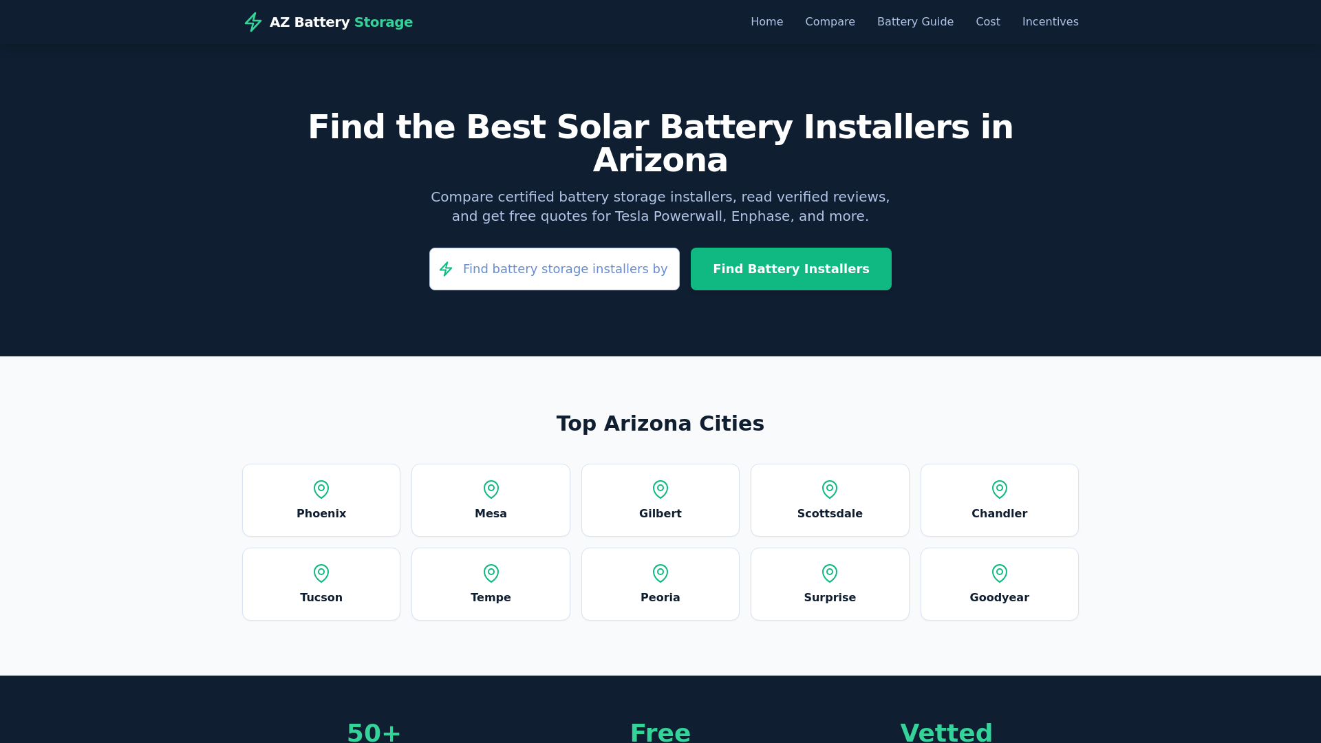 website screenshot of https://azsolar.directory/