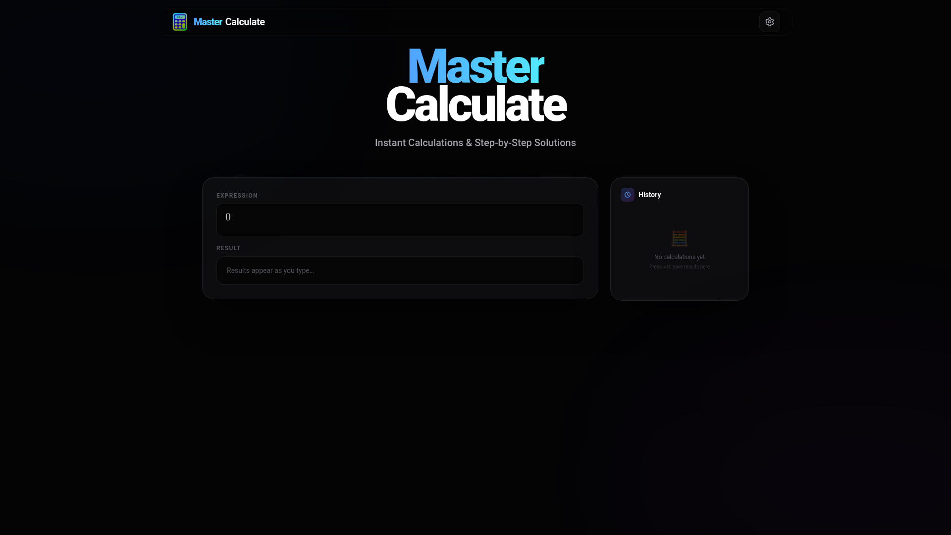 website screenshot of https://mastercalculate.com