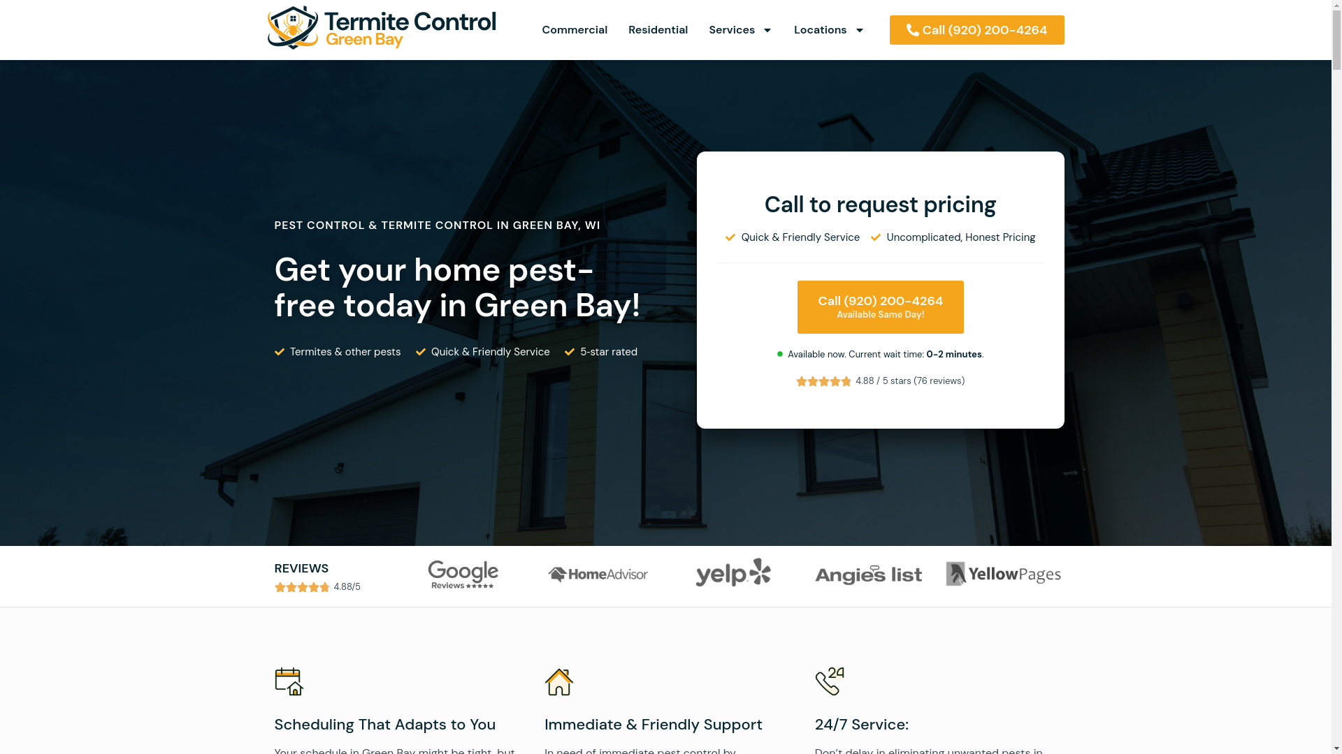 website screenshot of https://greenbaytermite.com/