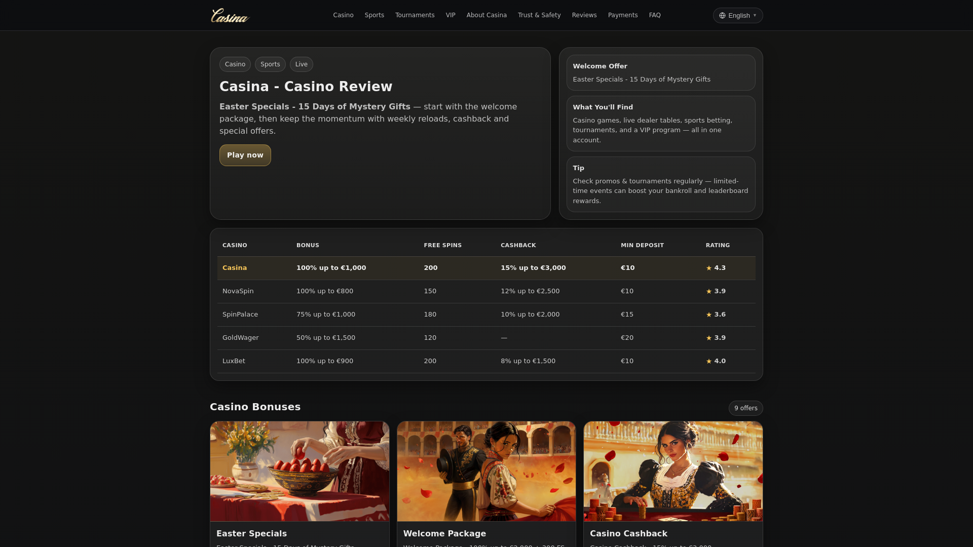 website screenshot of https://casina-review.com/