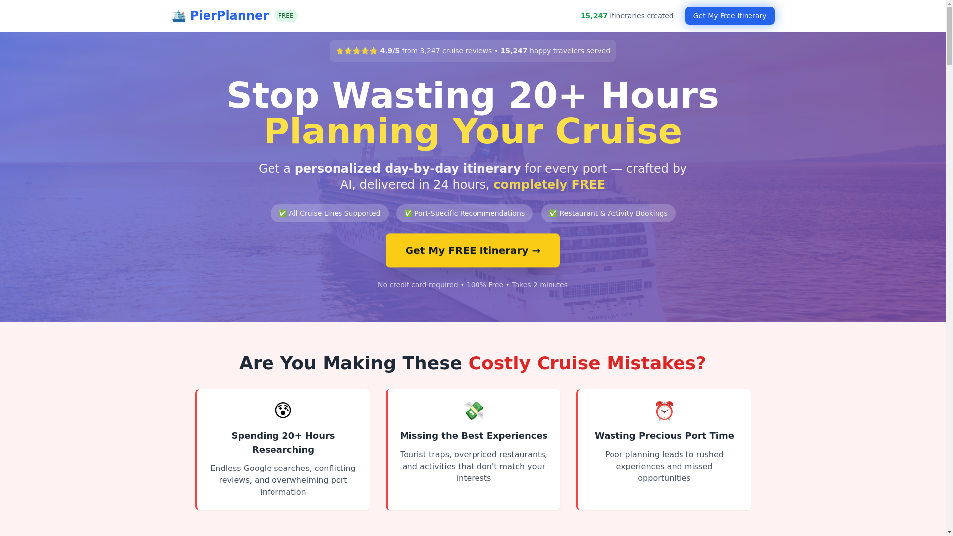 website screenshot of https://pierplanner.com/
