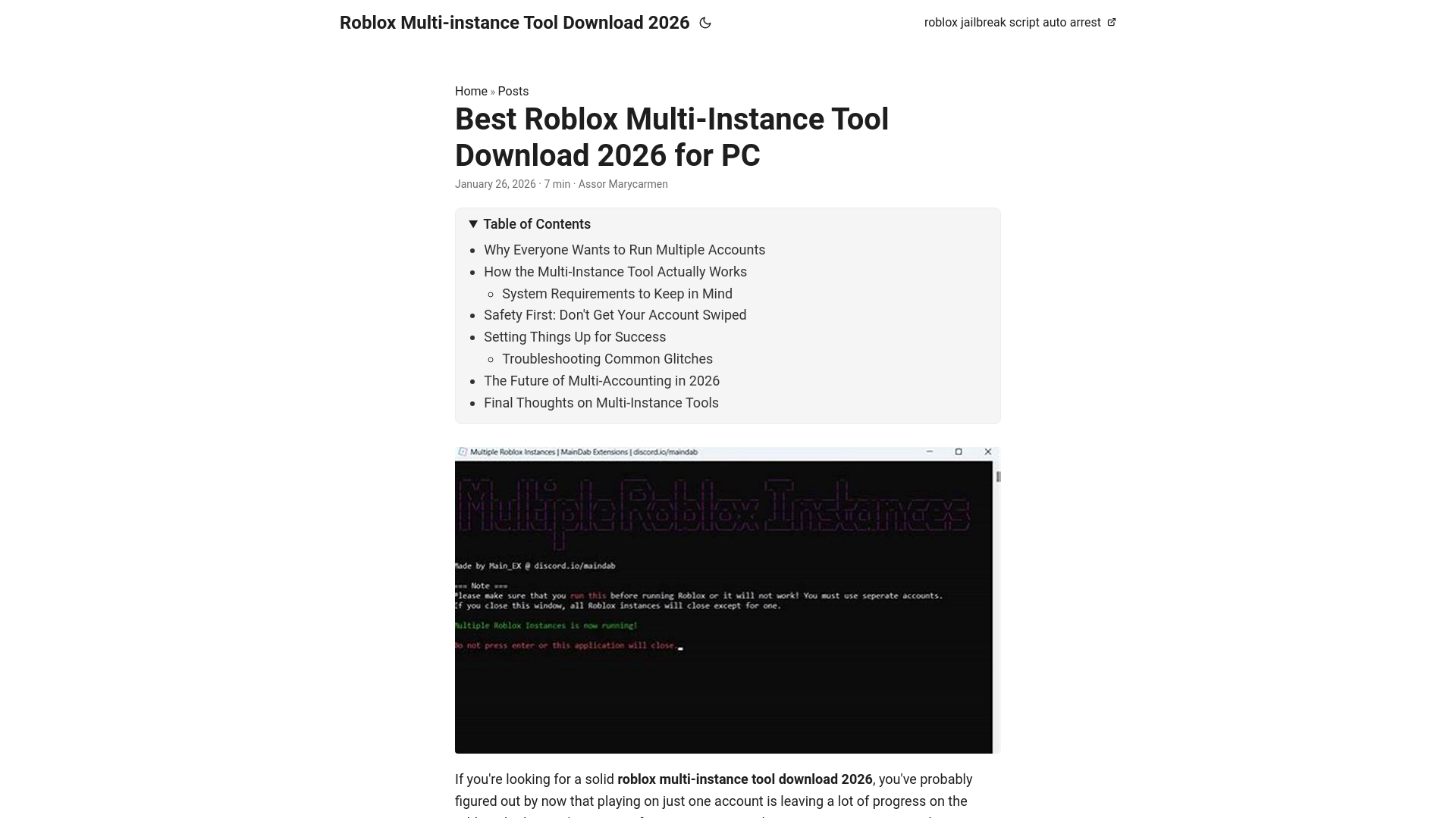 website screenshot of https://roblox-multi-instance-tool-download-2026.pages.dev/
