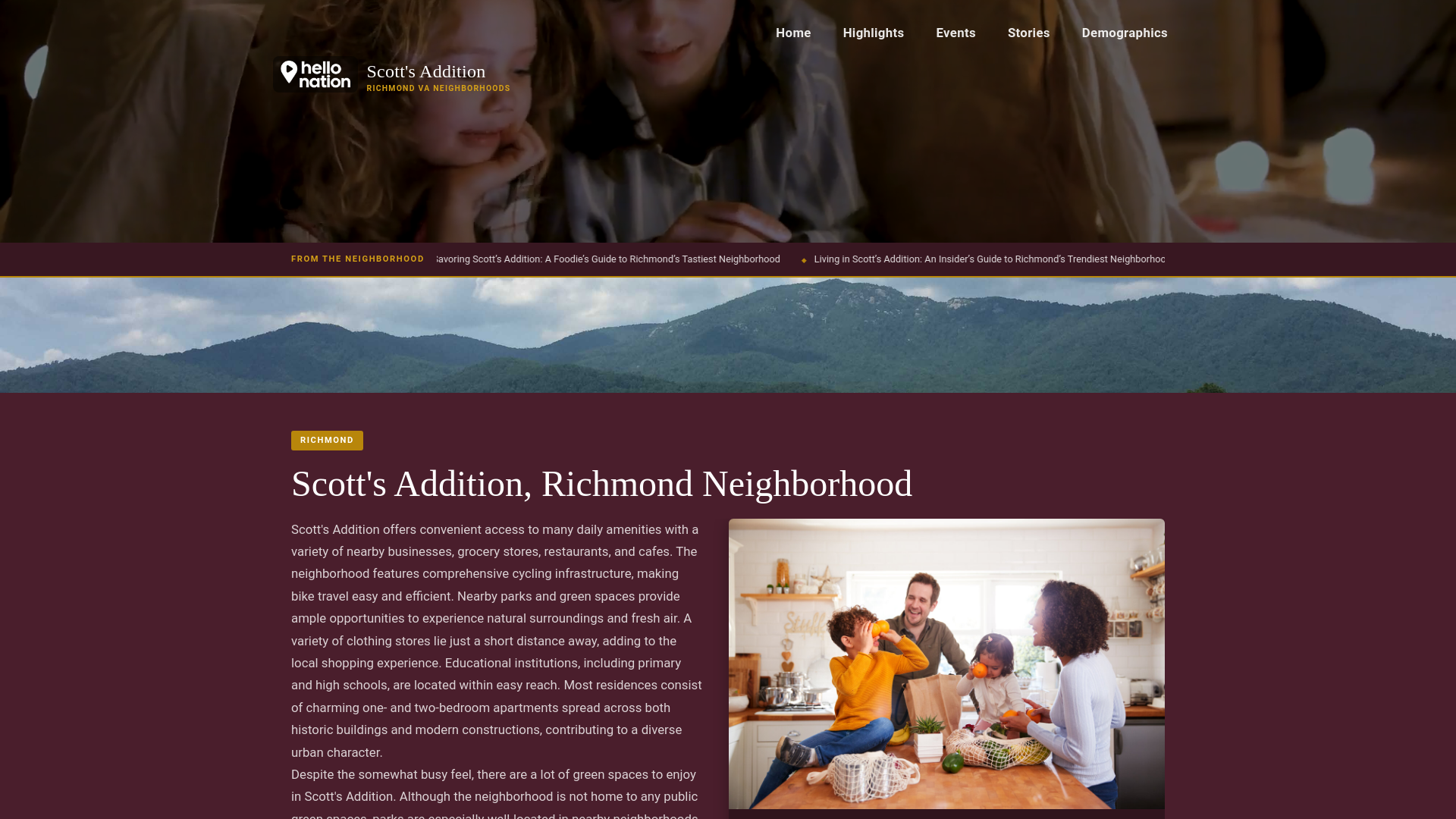 website screenshot of https://scottsadditionrichmondneighborhood.org/