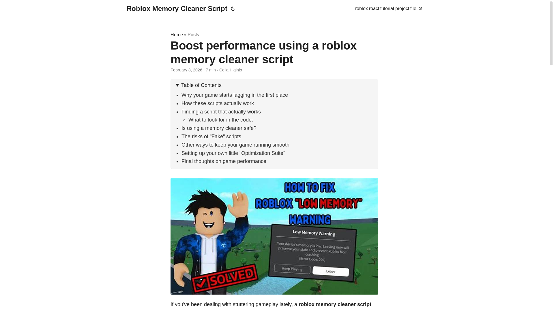 website screenshot of https://roblox-memory-cleaner-script.pages.dev/