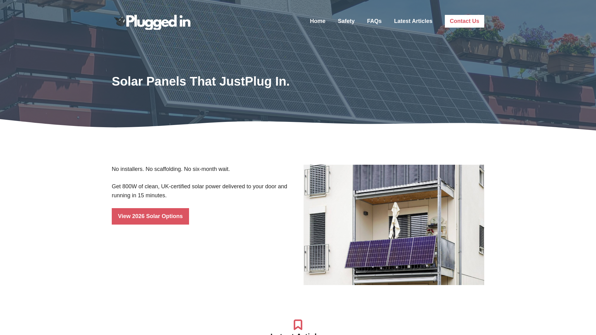 website screenshot of https://pluggedinsolar.co.uk/