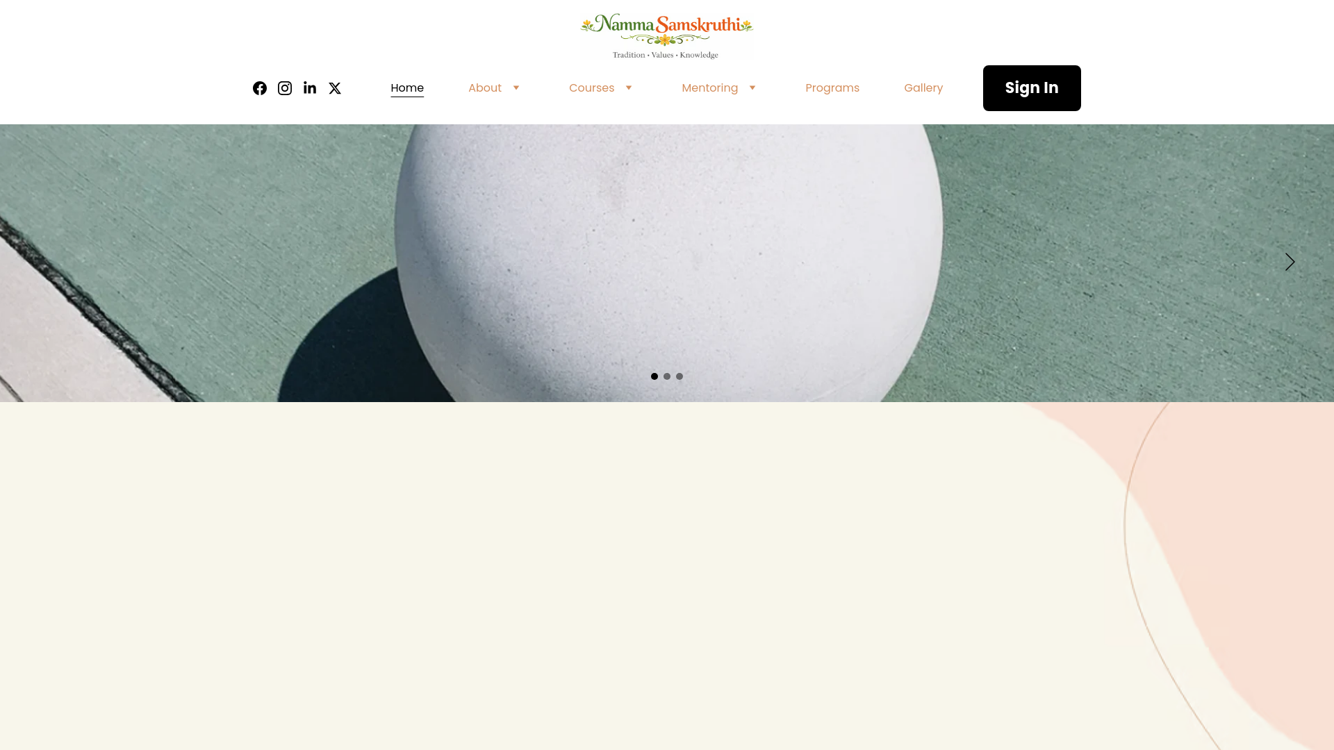 website screenshot of https://nammasamskruthi.in/