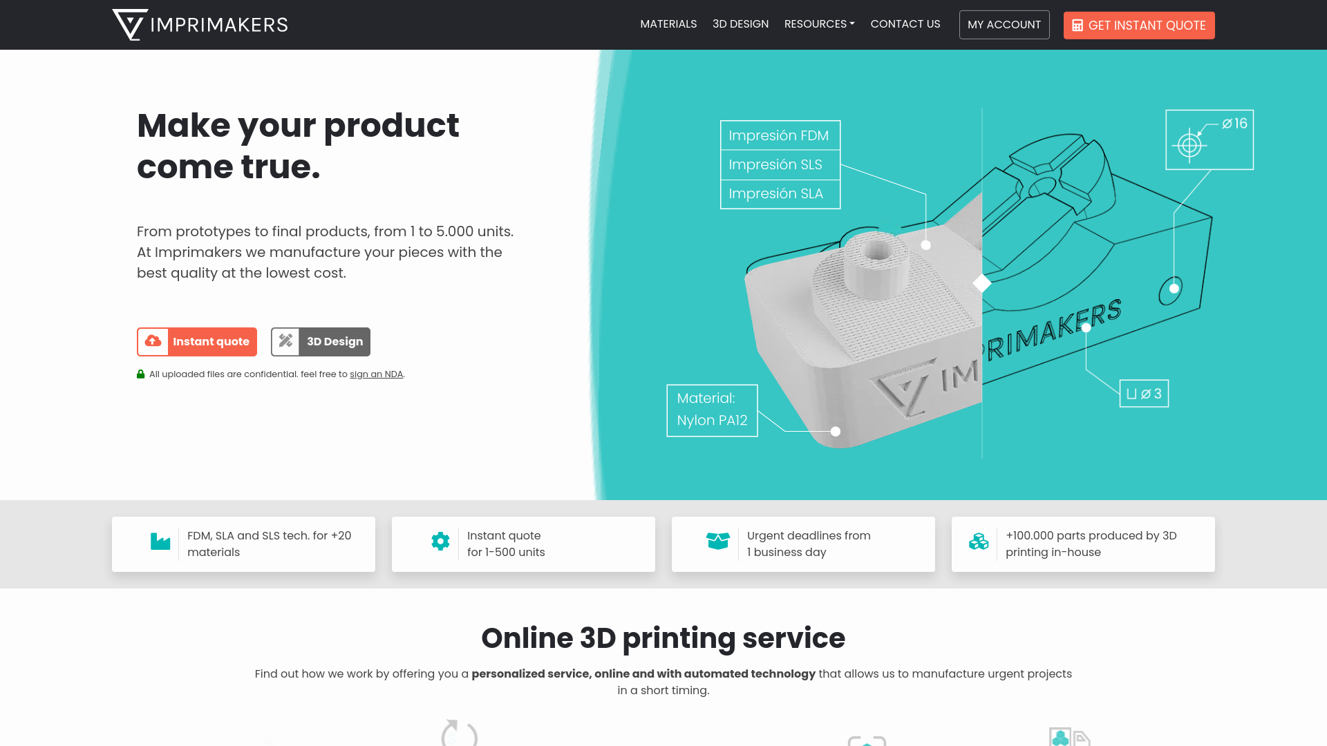 website screenshot of https://imprimakers.com/