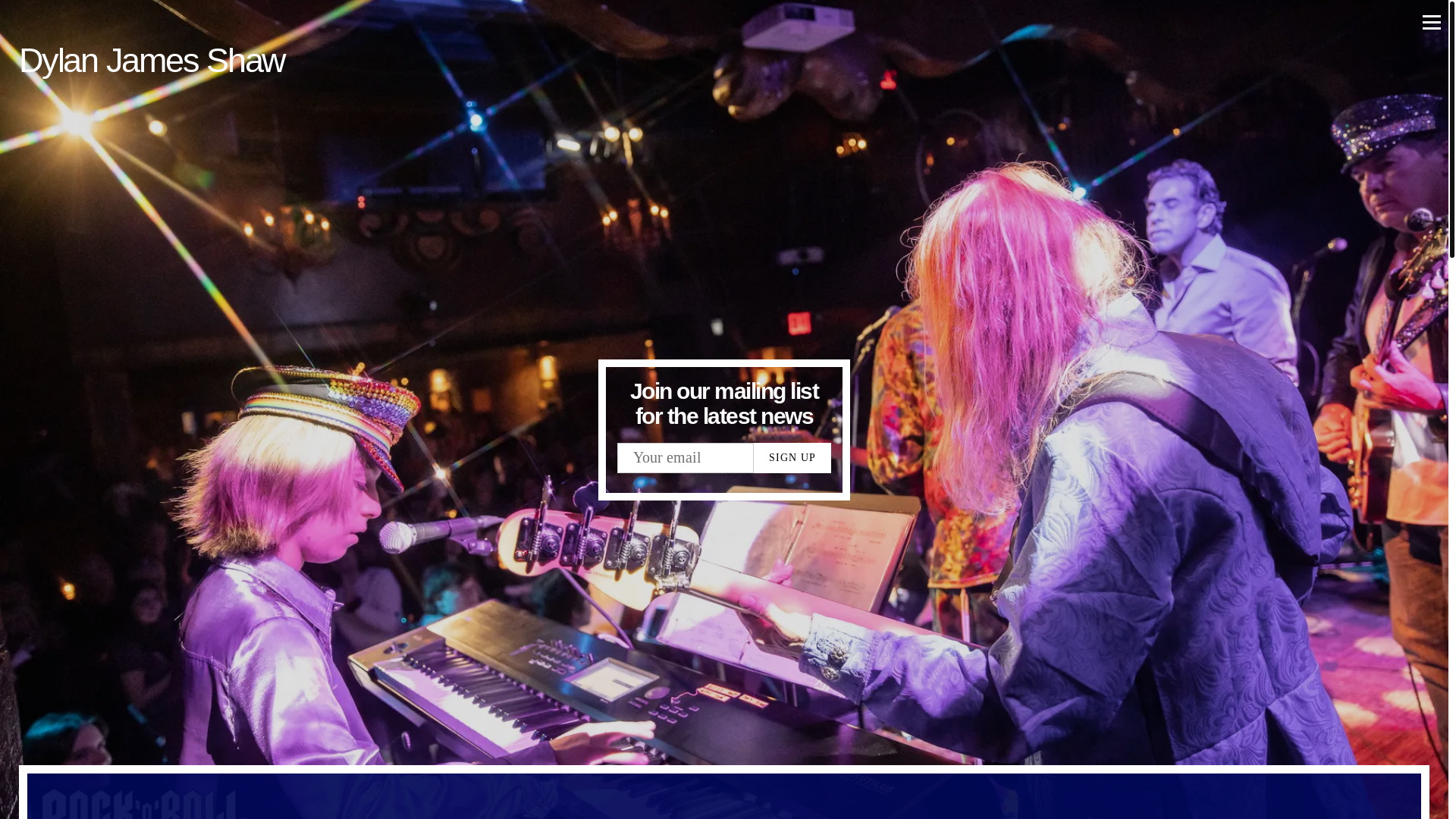 website screenshot of https://dylanjamesshawmusic.com/