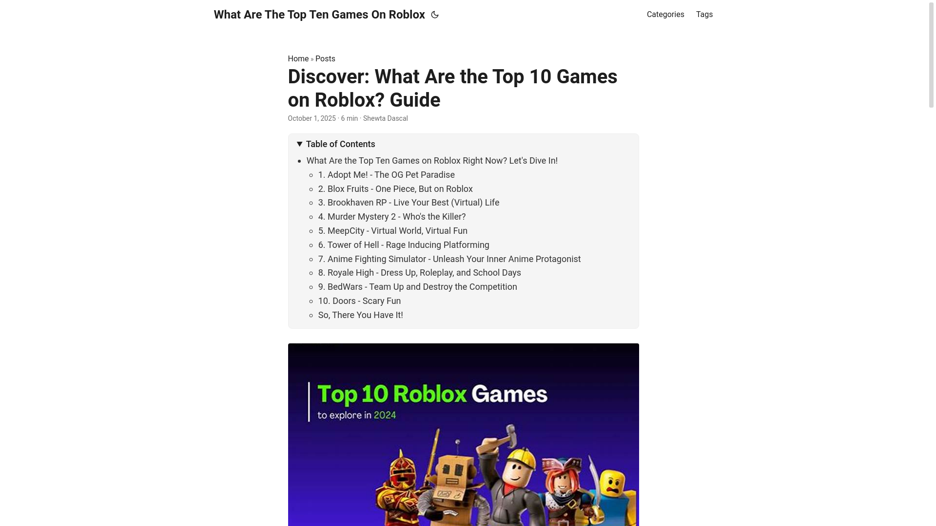 website screenshot of https://what-are-the-top-ten-games-on-roblox.pages.dev/