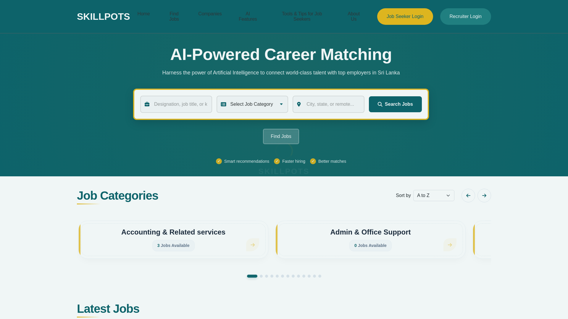 website screenshot of https://skillpots.lk