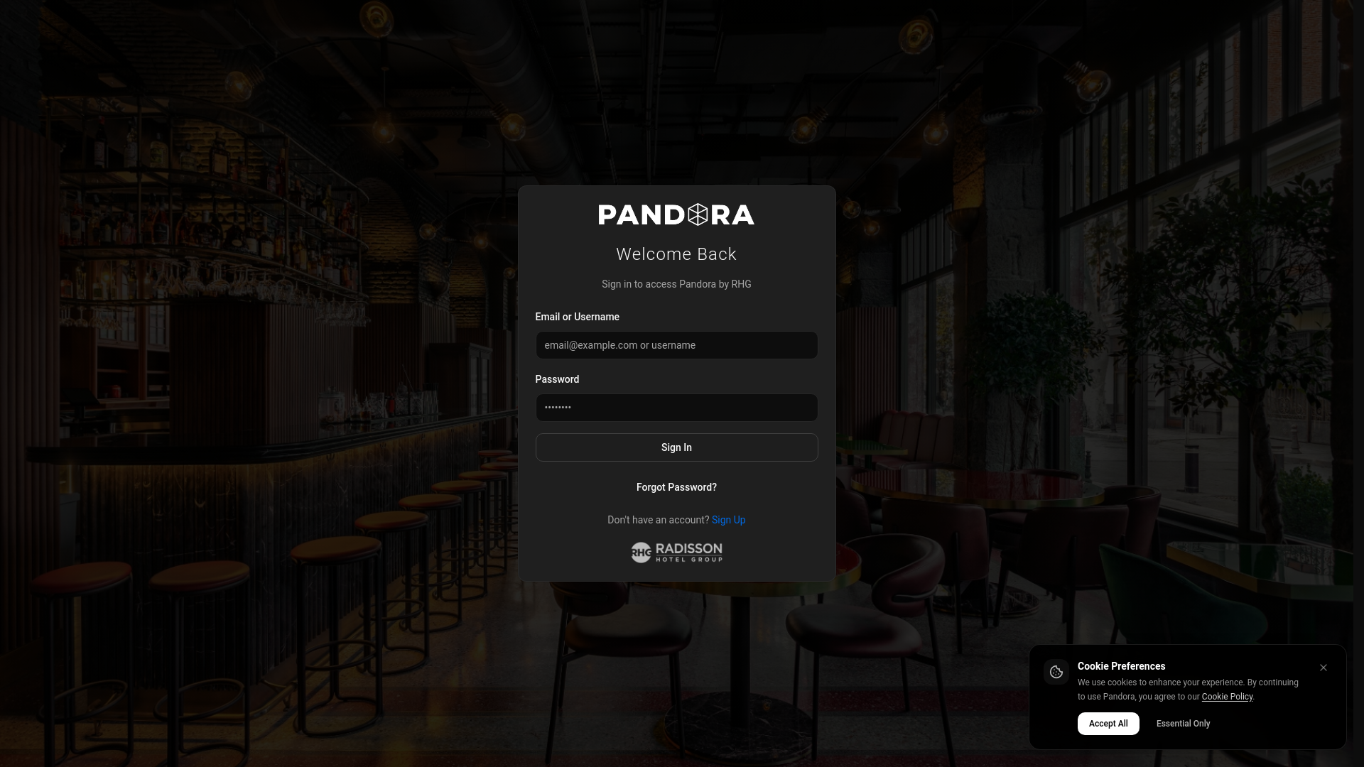 website screenshot of https://pandora-rhg-ai.com/